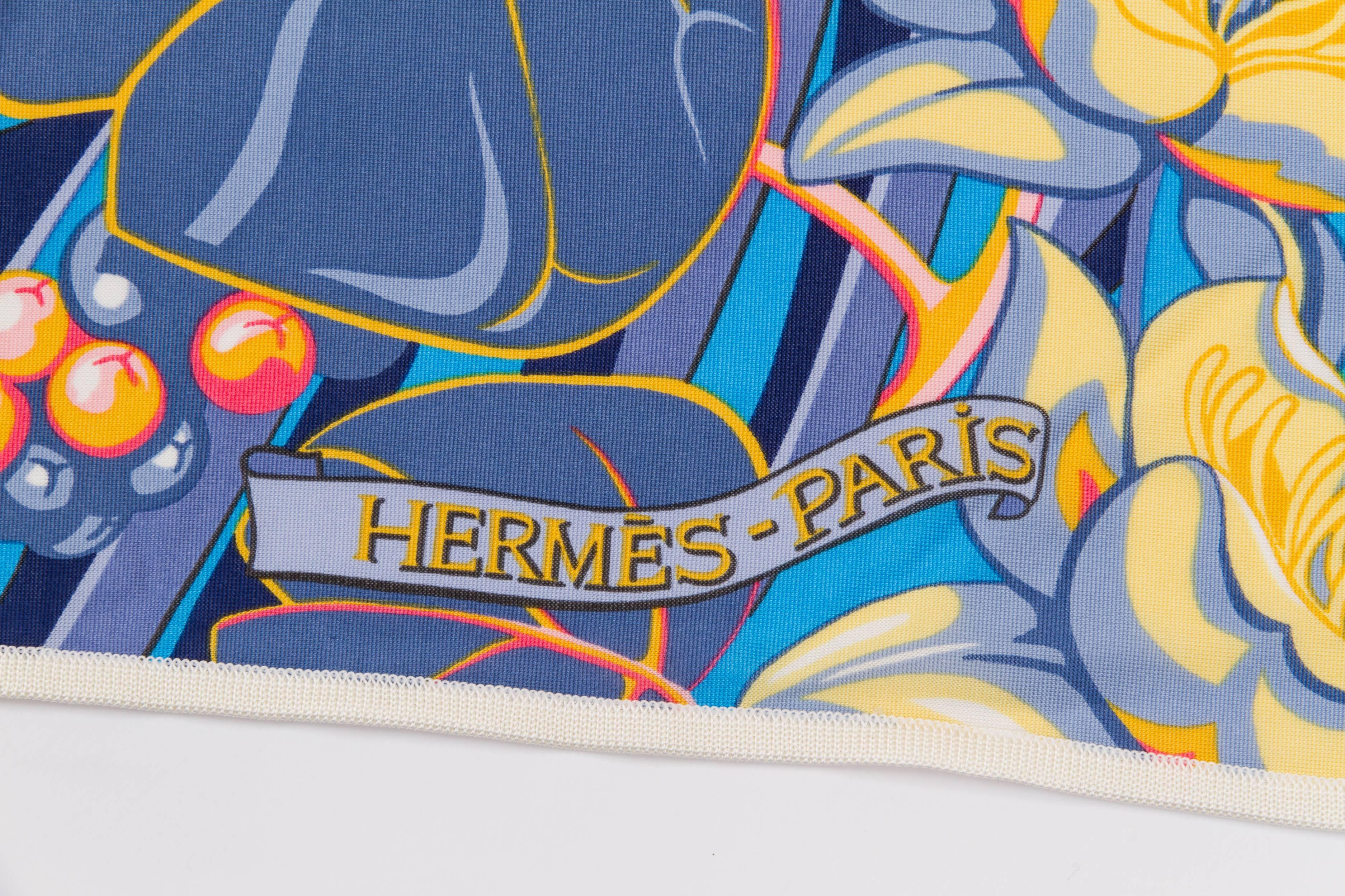Hermès Flamingo Jersey Triangular Scarf In New Condition In West Hollywood, CA