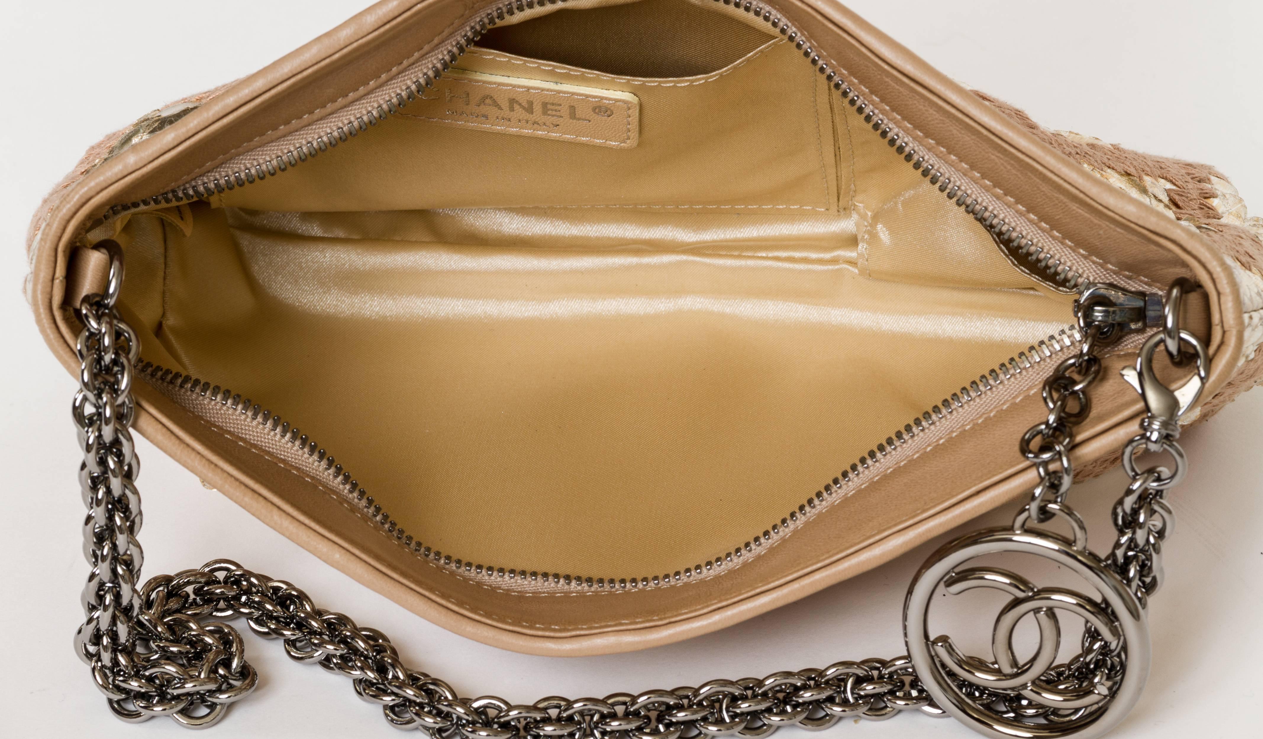 Women's Chanel Gold Python Clutch Evening Bag