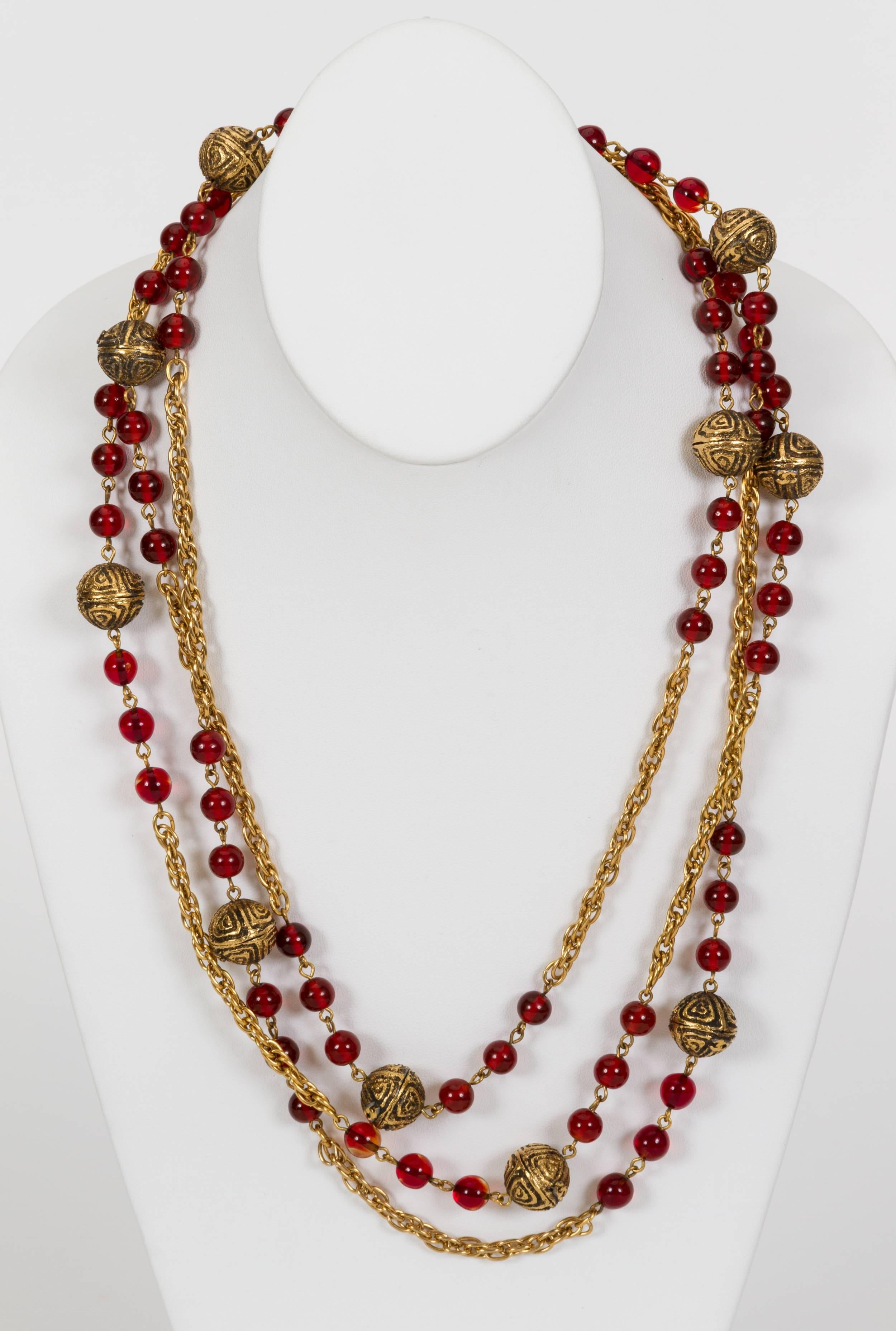 1980's Chanel Red Gripoix Necklace In Good Condition In West Hollywood, CA
