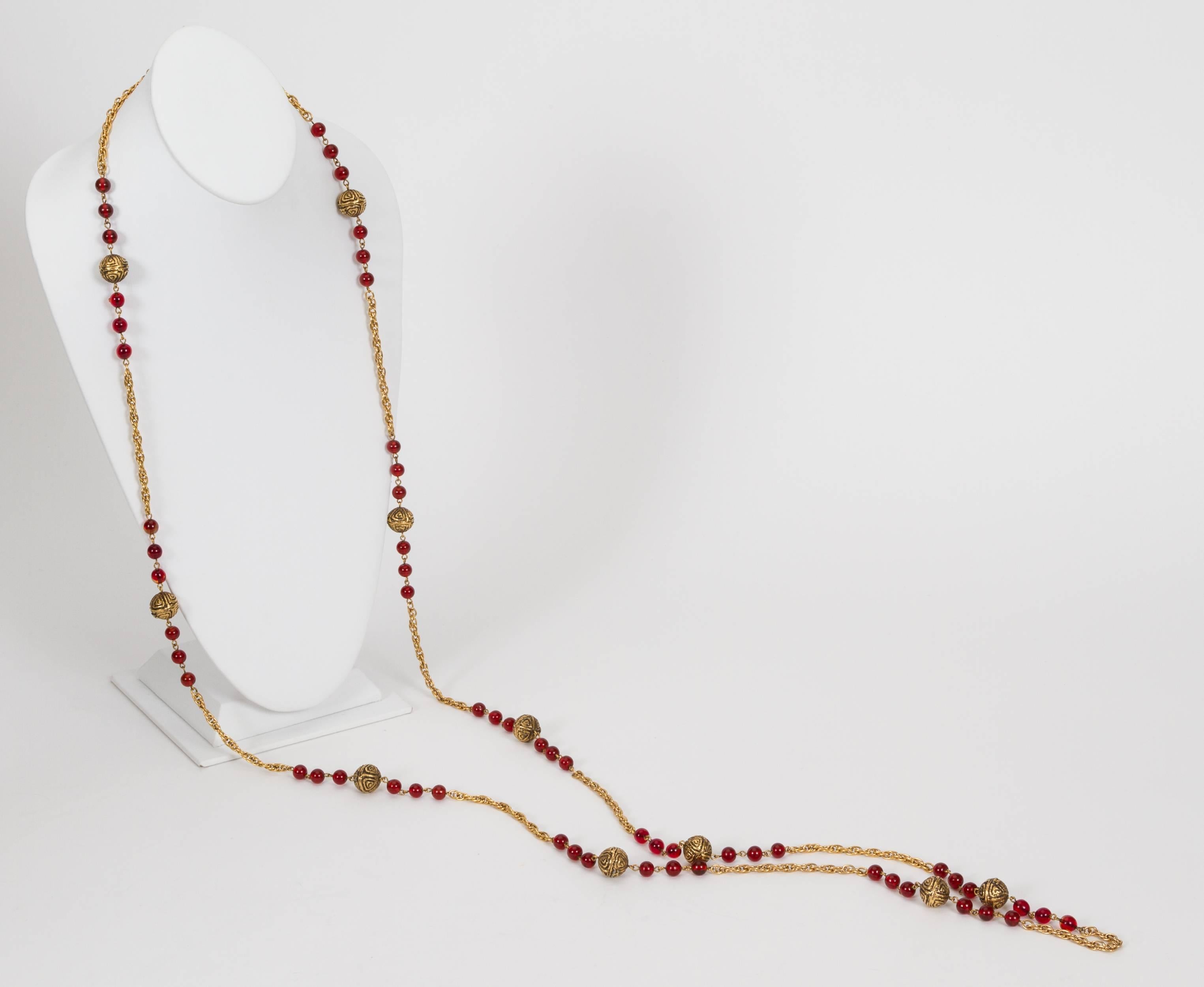 Women's 1980's Chanel Red Gripoix Necklace