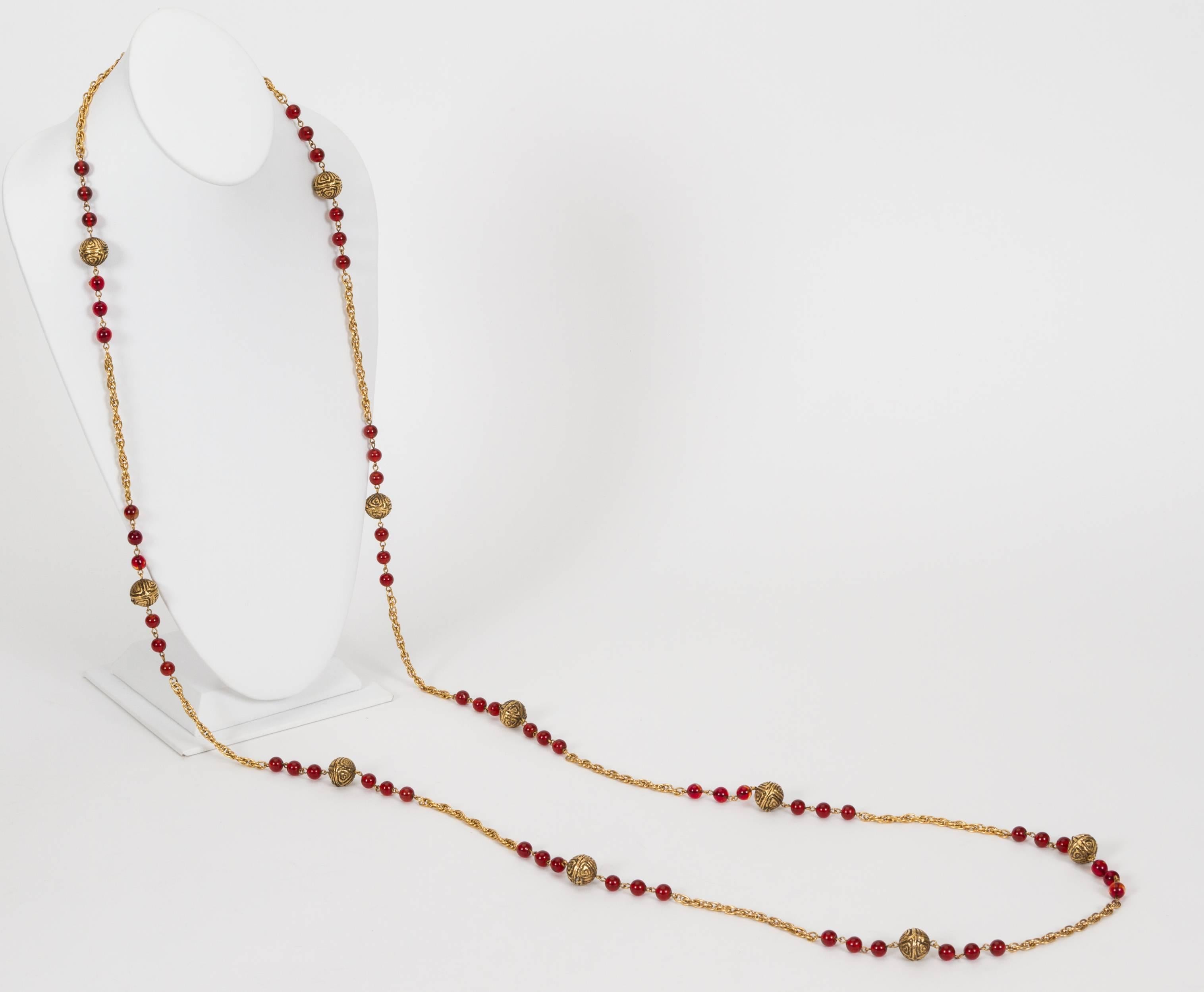 1980's Chanel Red Gripoix Necklace 1