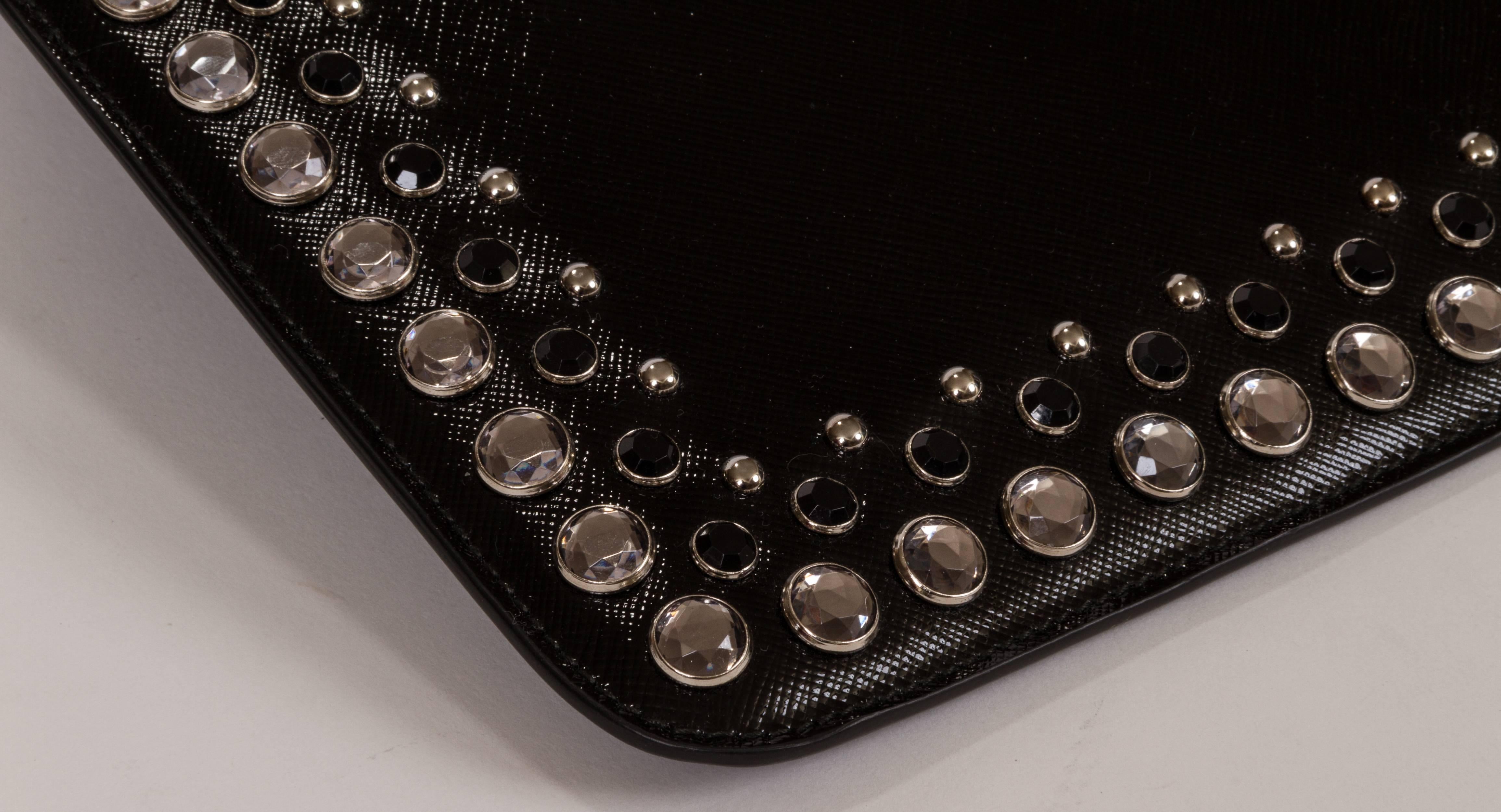 Women's or Men's Prada Bejeweled Black Leather Ipad Cover Case