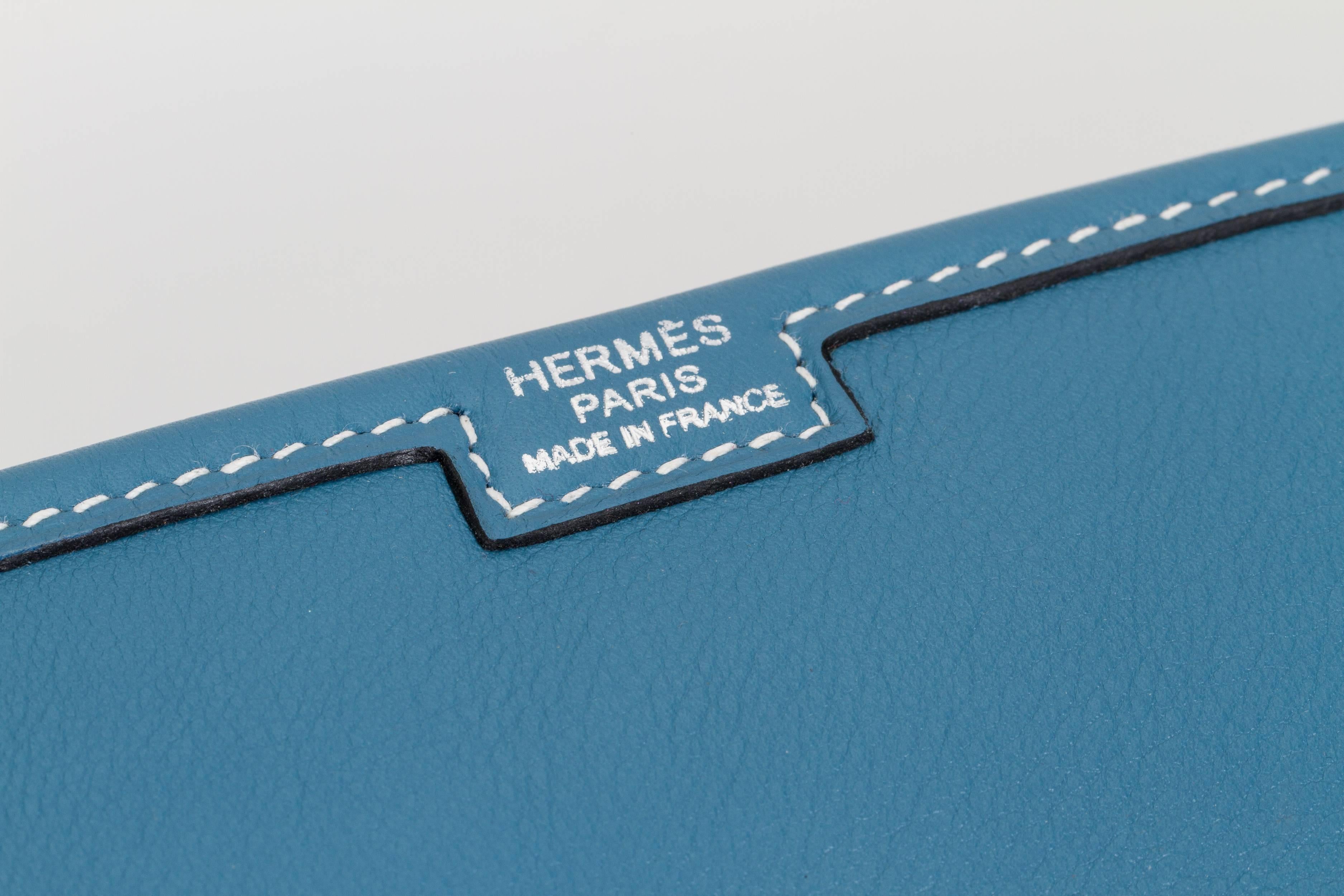 Hermès Blue Jean Swift Jige Clutch Bag 2