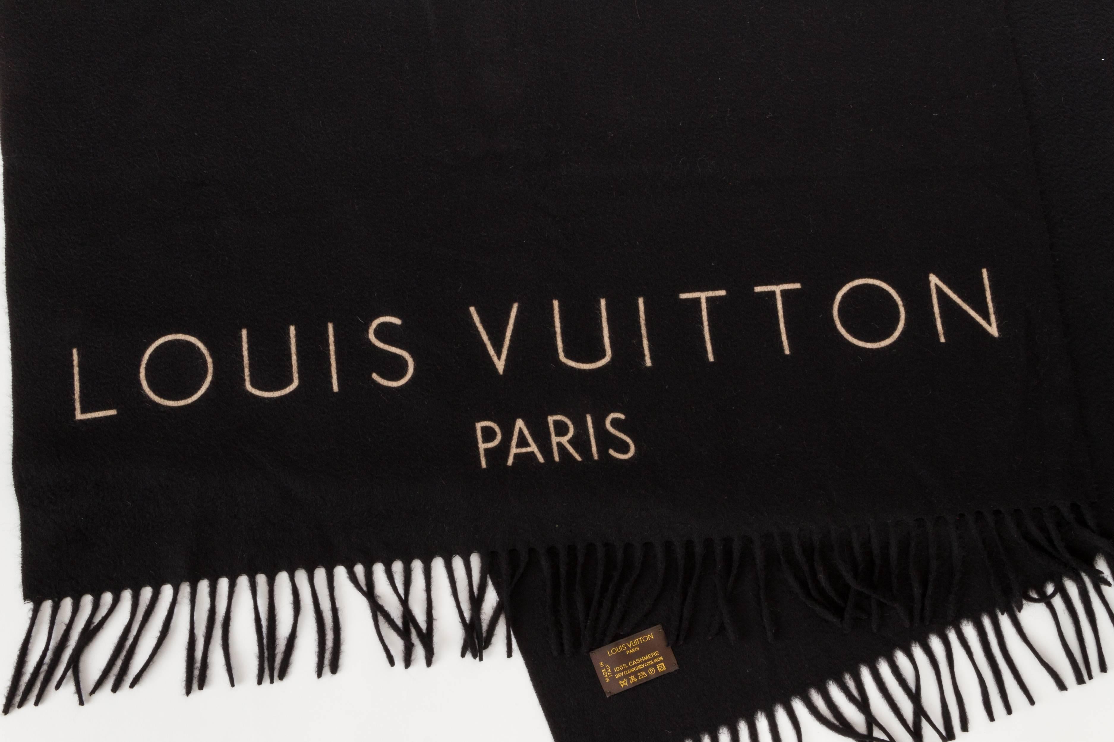 Louis Vuitton 100% black cashmere shawl. Does not include box. 
