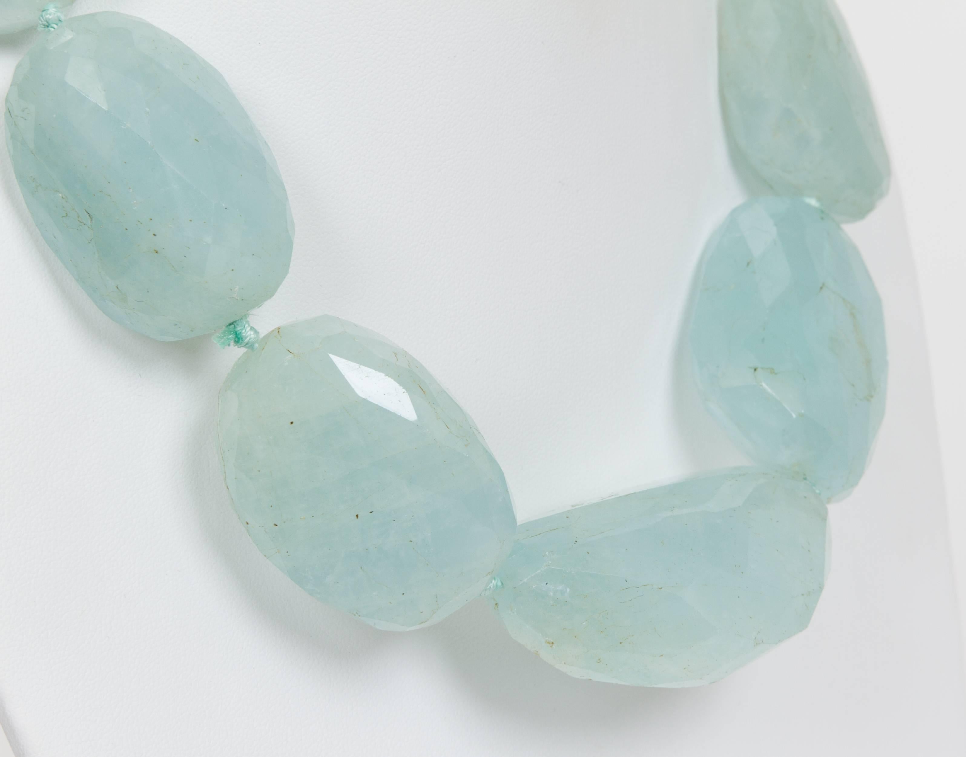 Iradj Moini oversized aqua faceted stones necklace. Comes with original pouch.