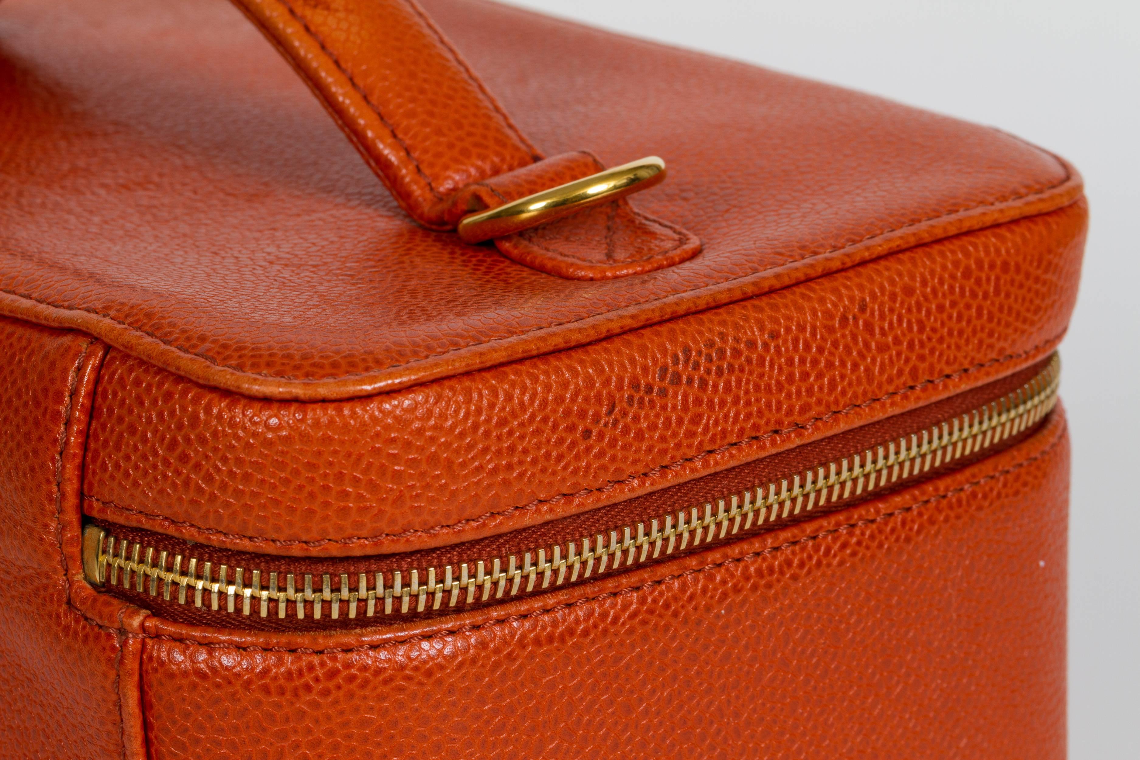 Chanel Orange Caviar Beauty Case Bag 2