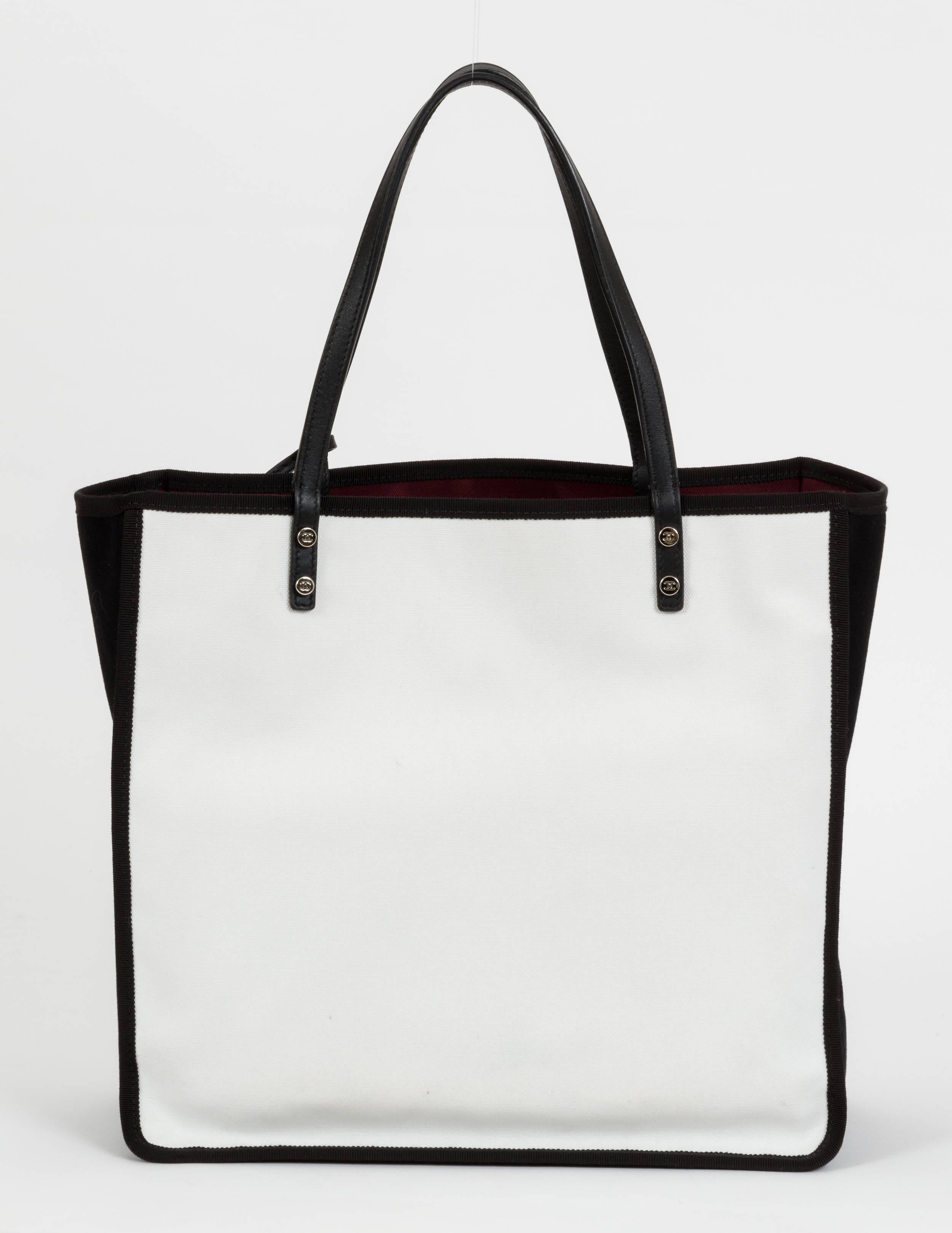 chanel white canvas bag