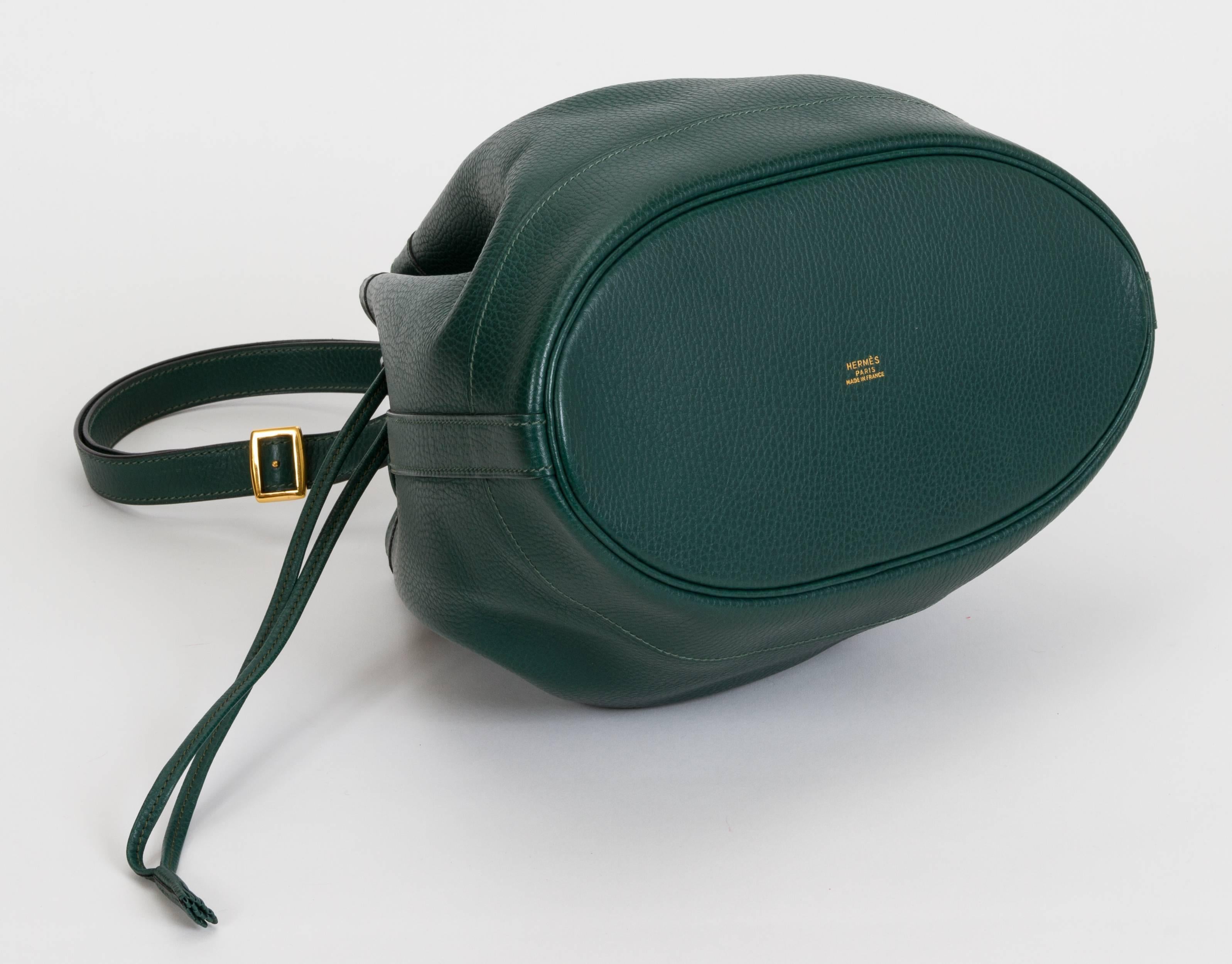 Black Hermès Emerald Shoulder Bucket Bag