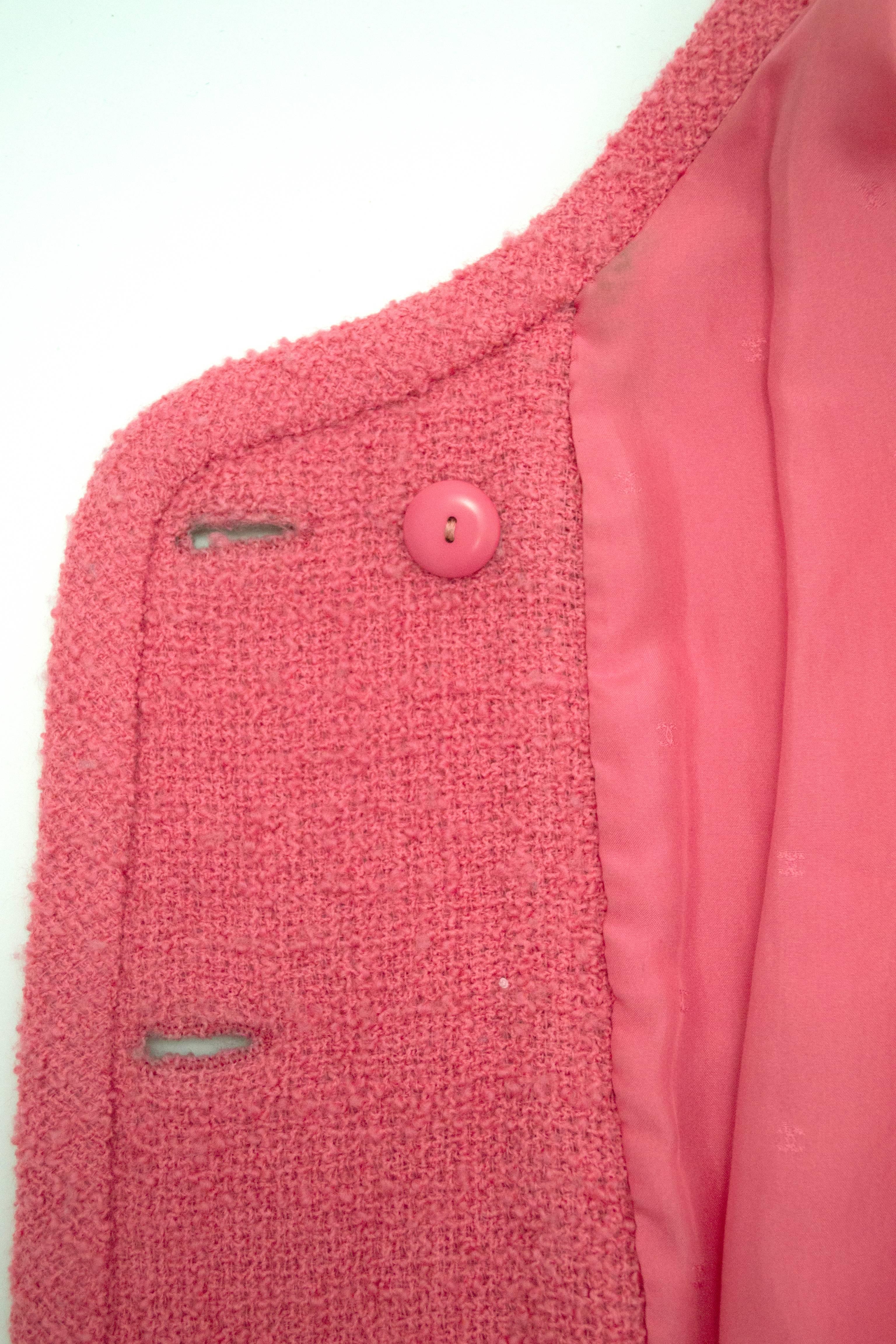 Chanel Pink Boucle Double Breasted Jacket 40 3
