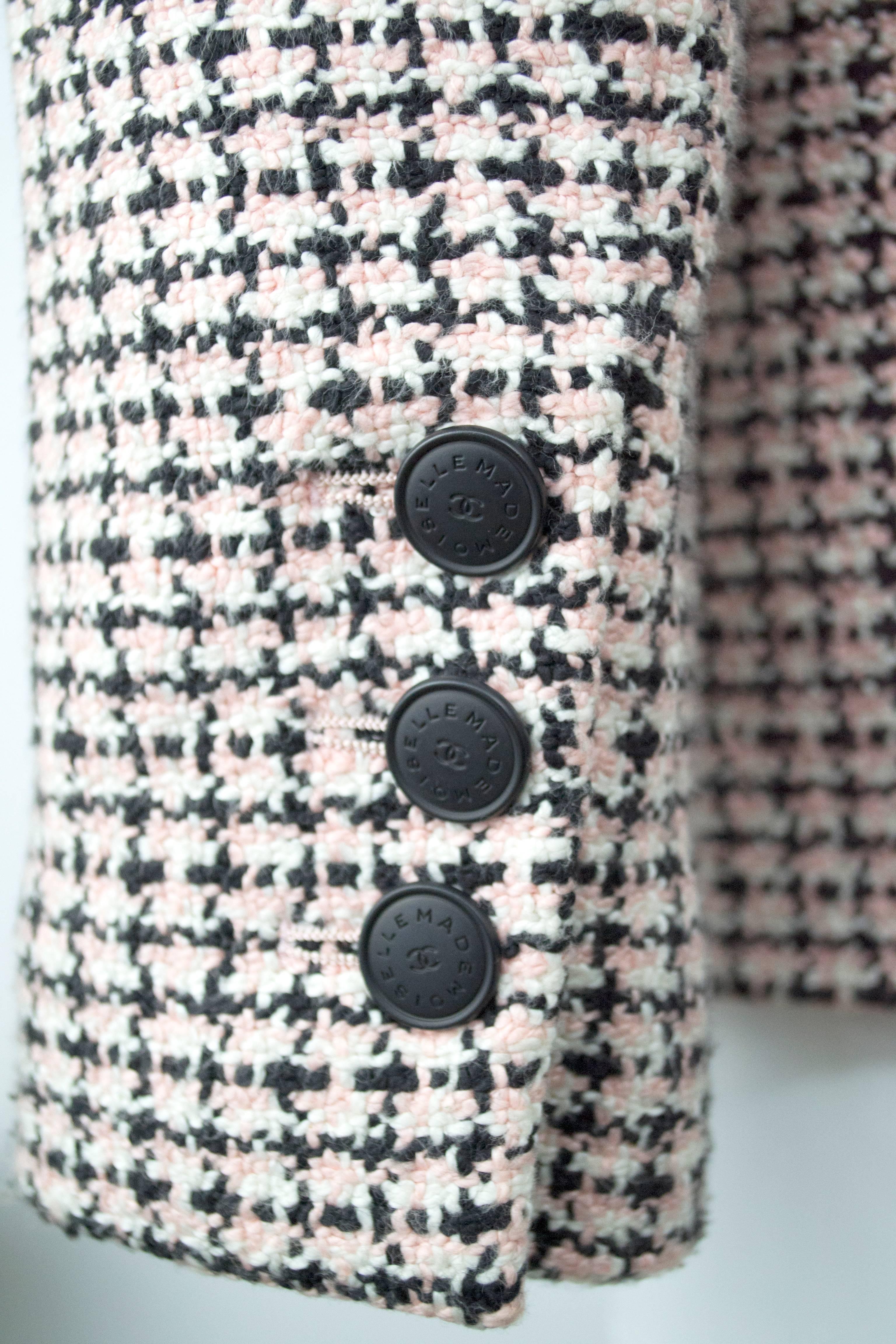 Women's Chanel 2002 Pink Black Cotton Jacket Size 36