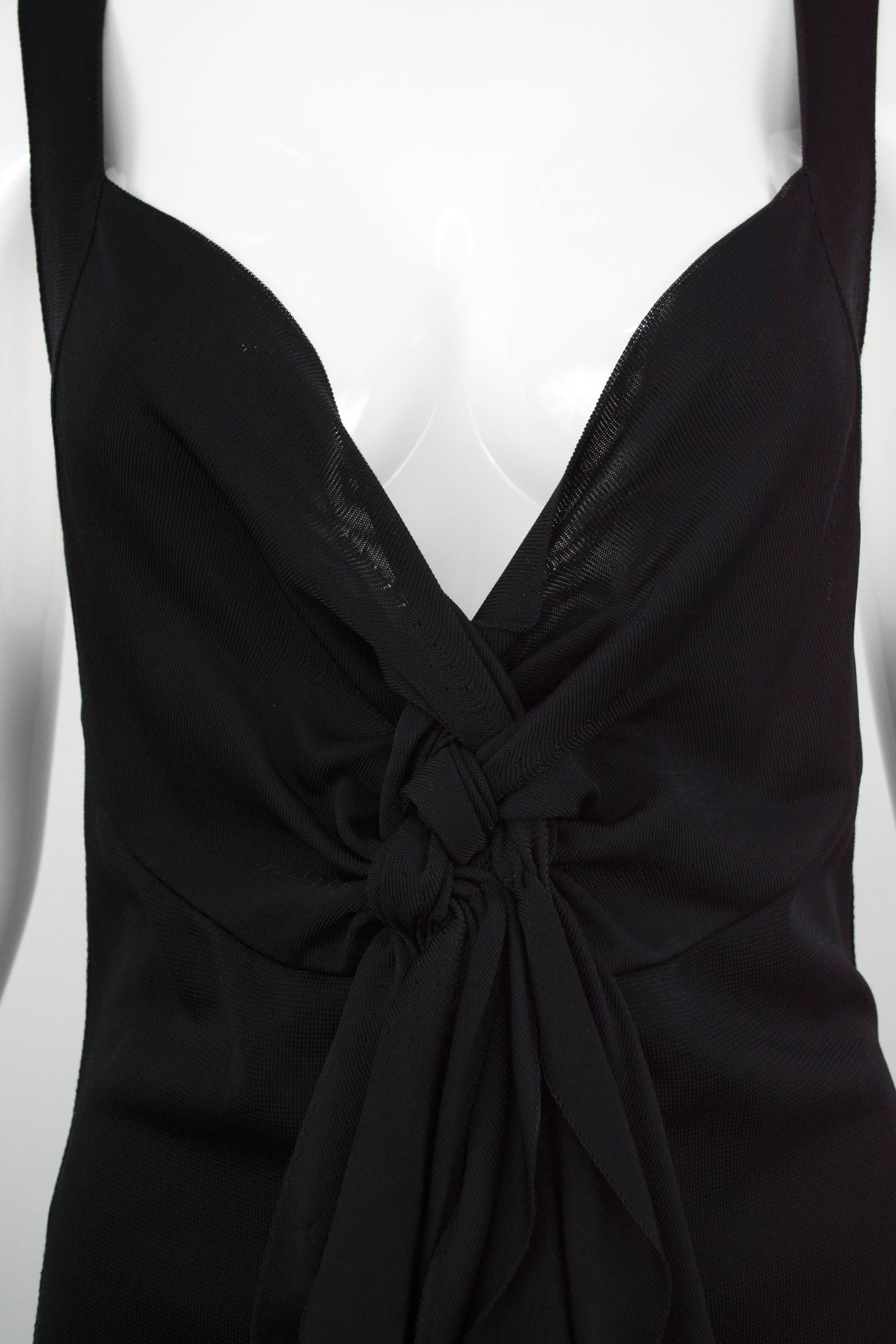 Chanel Black Jersey Fitted Cocktail Dress 42 1