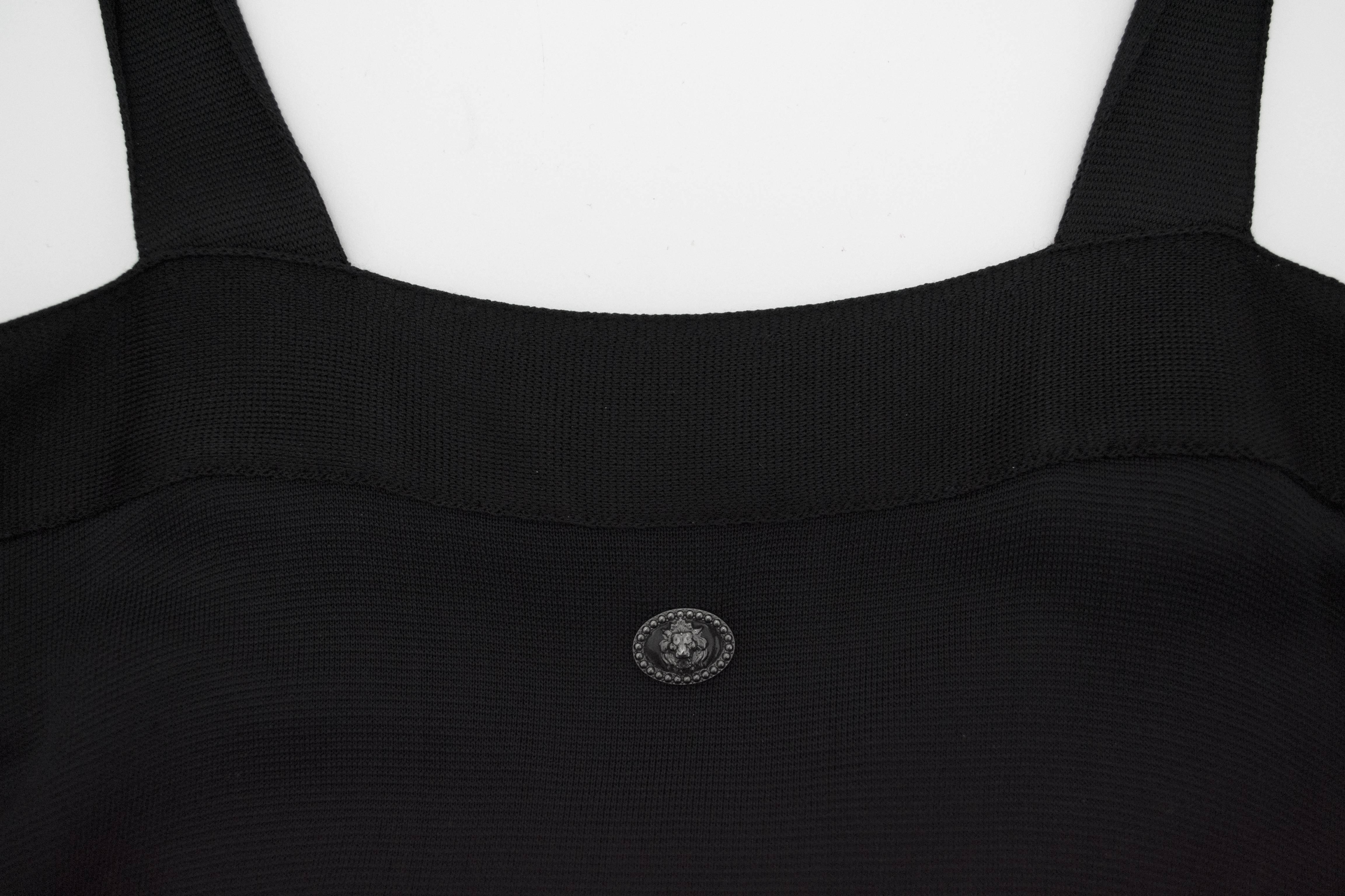 Chanel Black Jersey Fitted Cocktail Dress 42 2