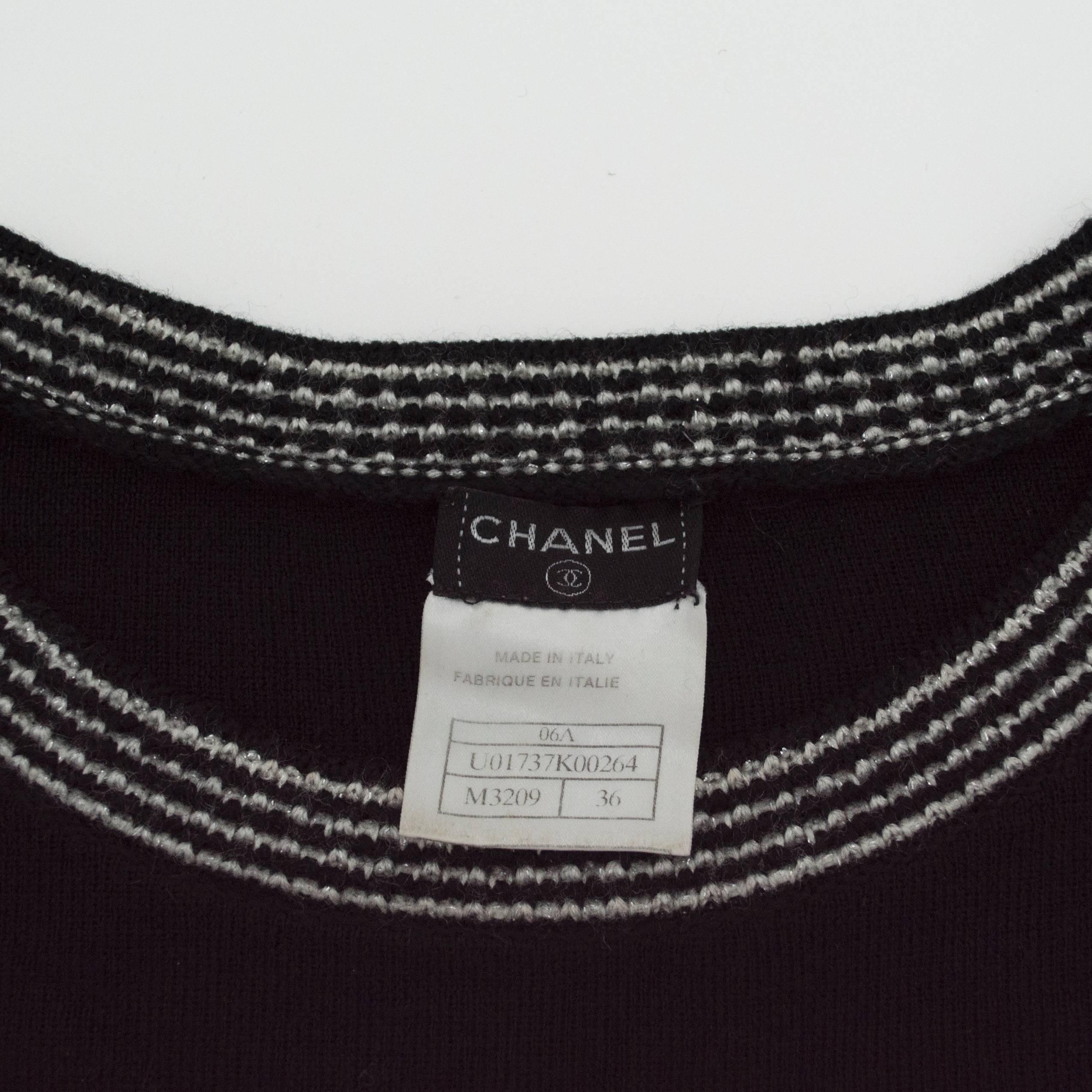 Noir Pull double-pièce Chanel noir métallisé, taille 36