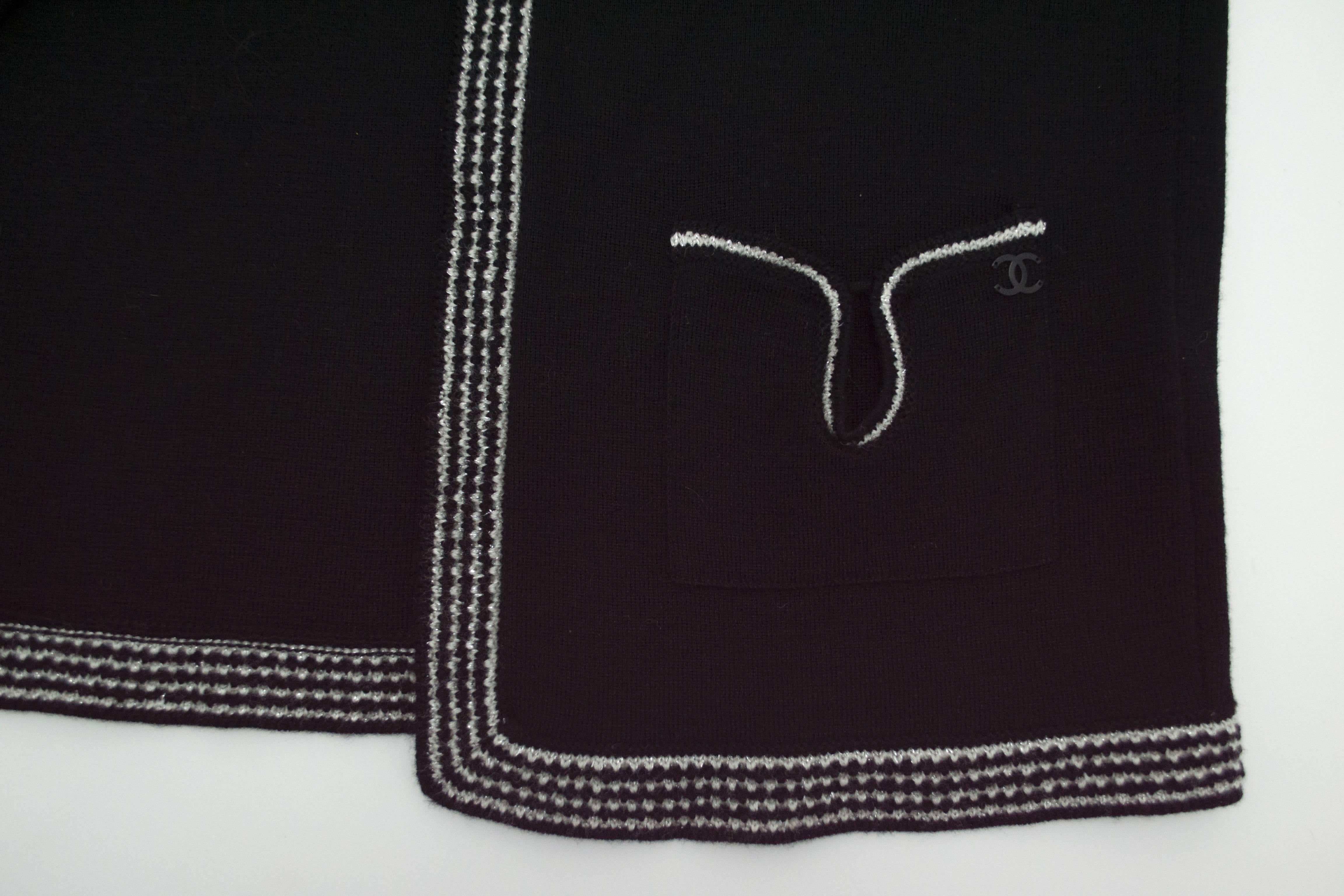 Women's or Men's Chanel Black Metallic 2pc Twinset Sweater 36
