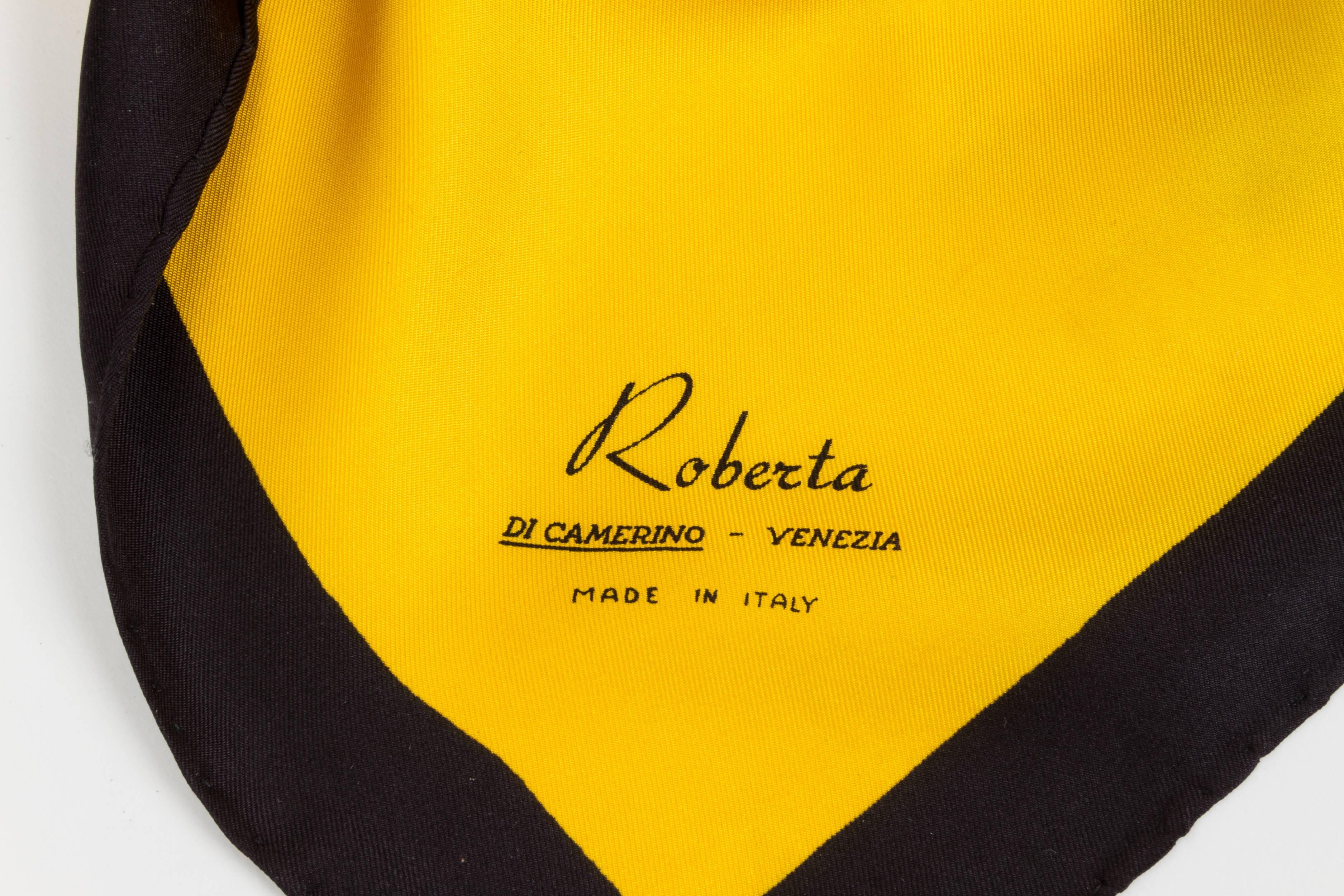 Roberta Di Camerino Italian silk twill vintage scarf. Hand rolled edges. 