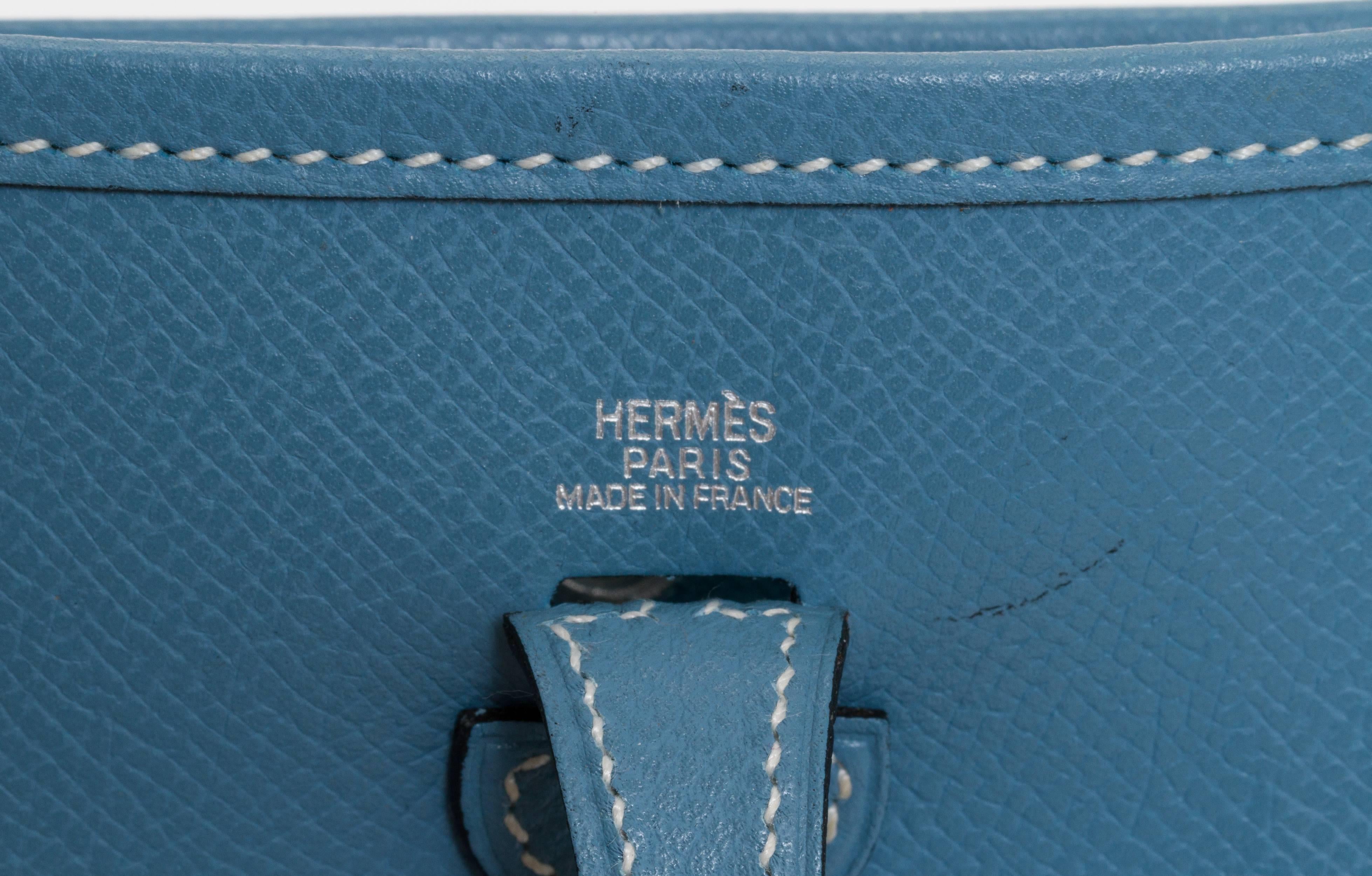 Hermès Mini Blue Jean Evelyne Bag In Good Condition In West Hollywood, CA