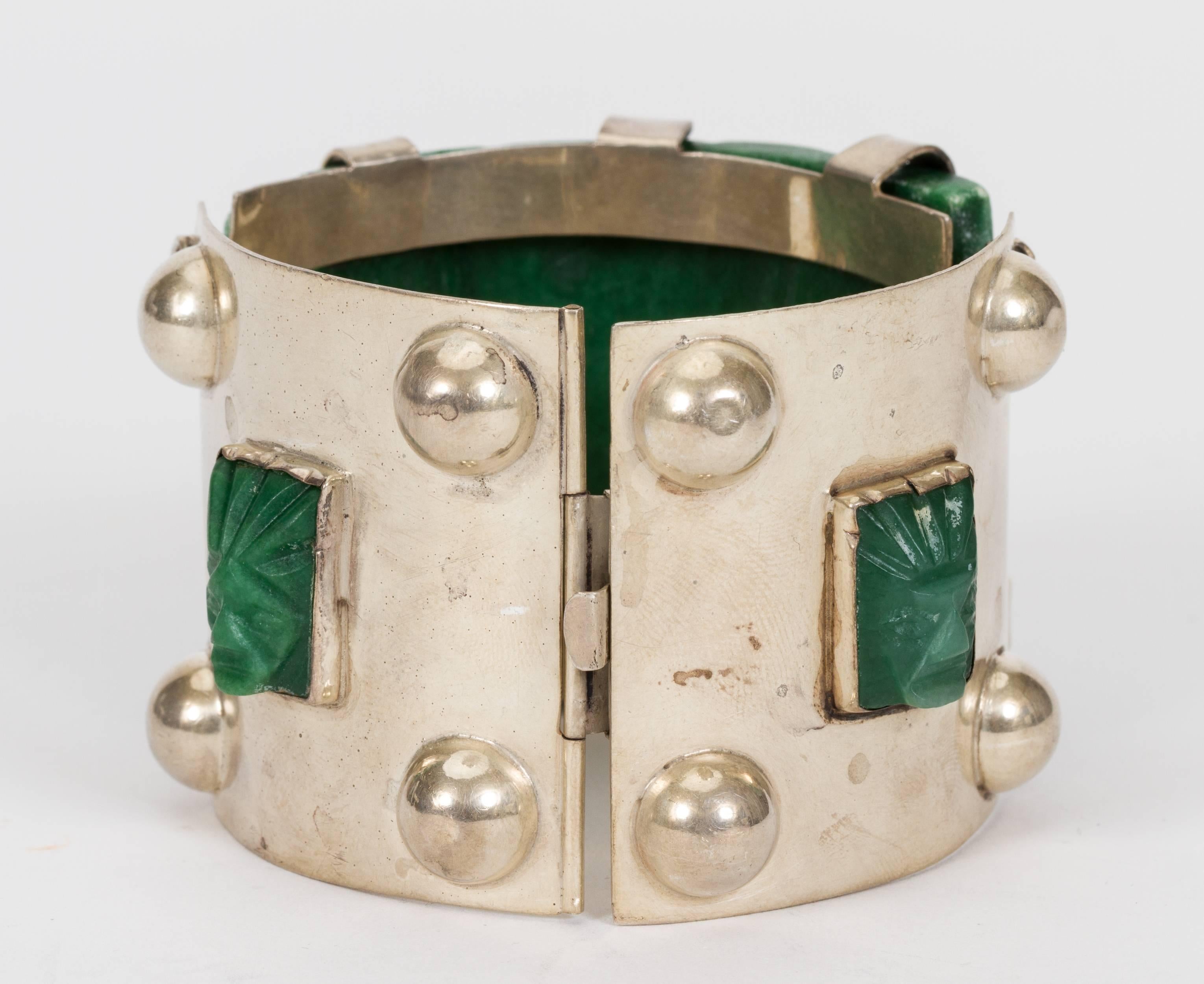 Women's or Men's Sterling Silver Vintage Cuff Bracelet For Sale