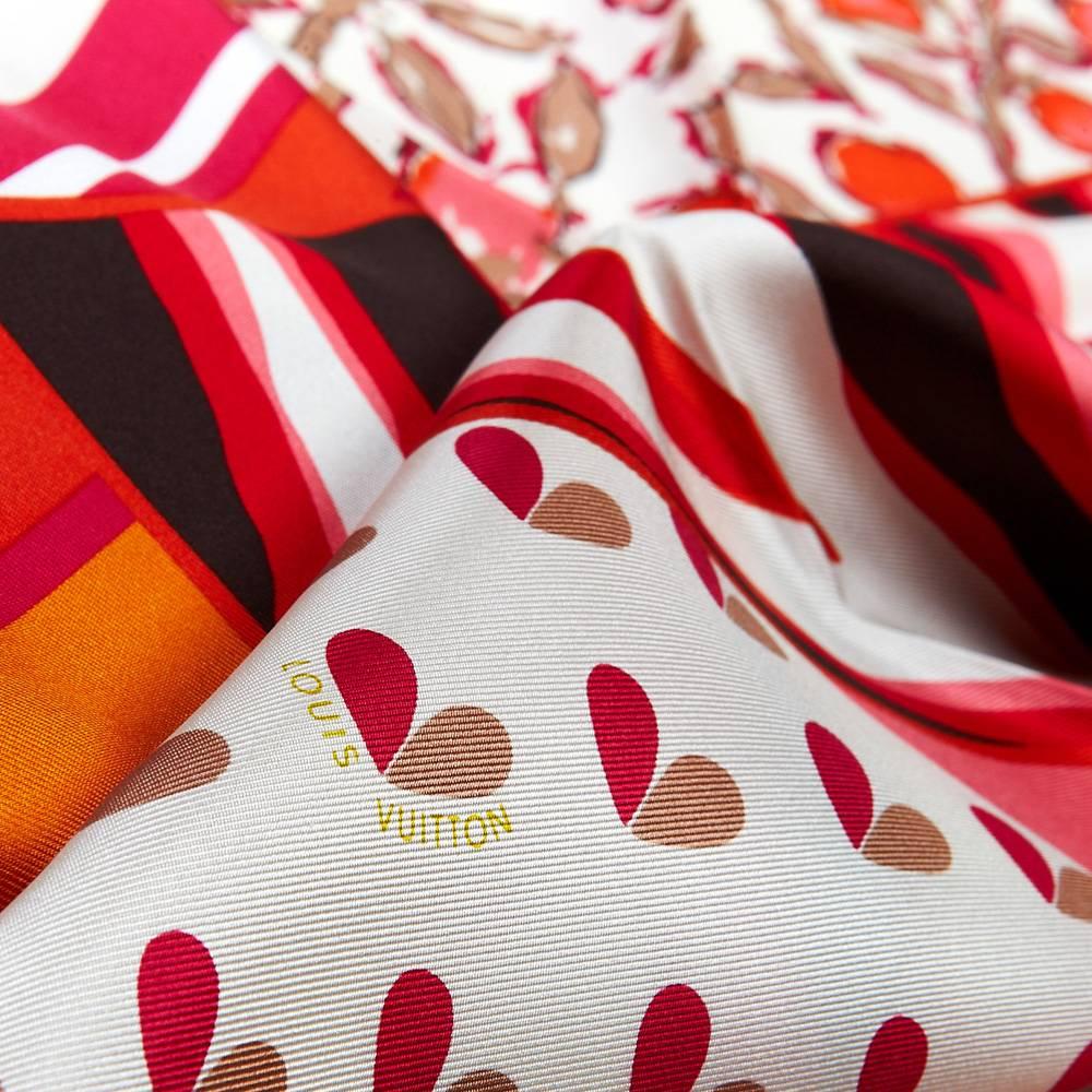 Louis Vuitton never worn contemporary patchwork silk twill scarf. Hand rolled edges. Does not include box. 