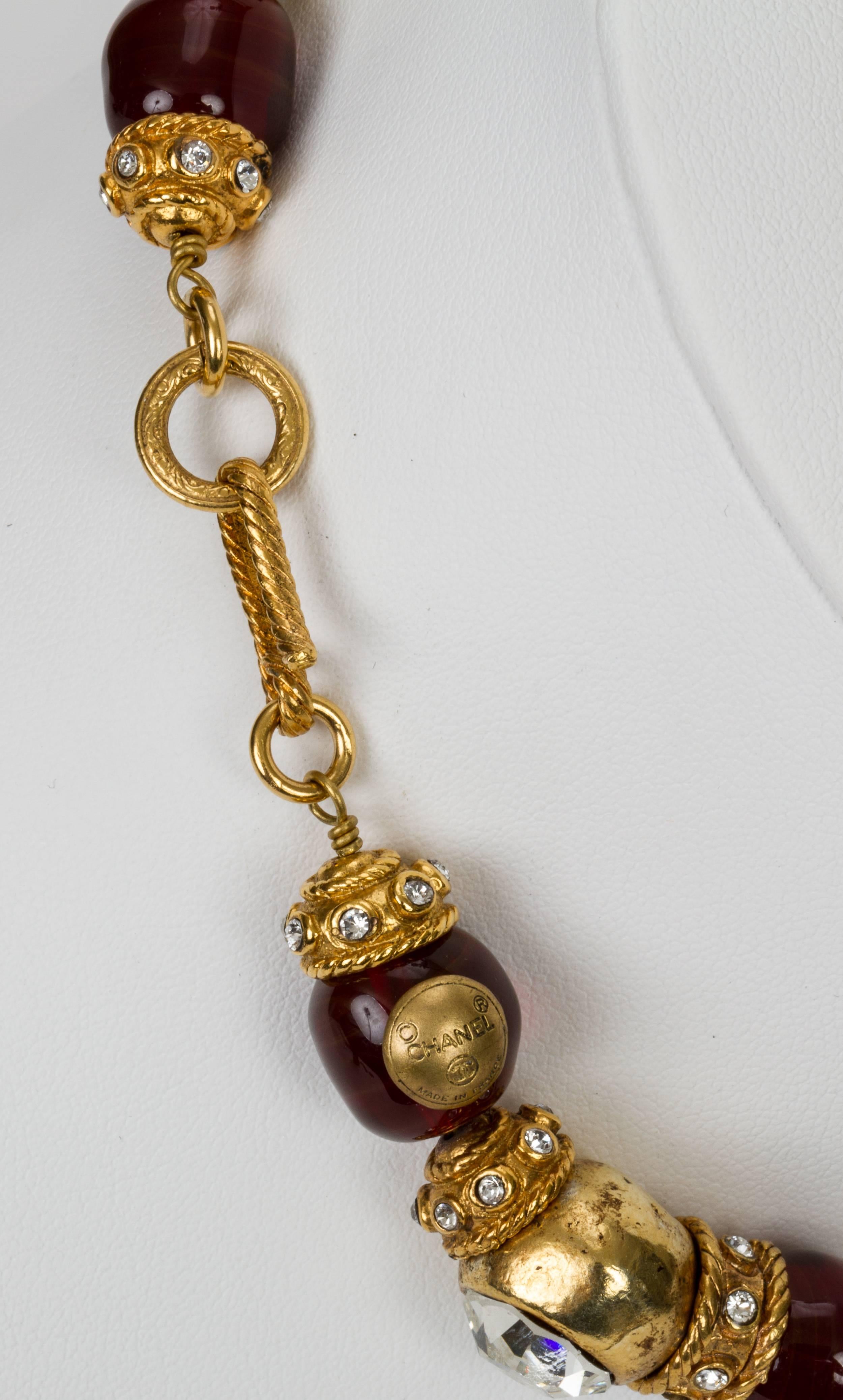 Women's 1970's Rare Chanel Rhinestone Gripoix Choker Necklace
