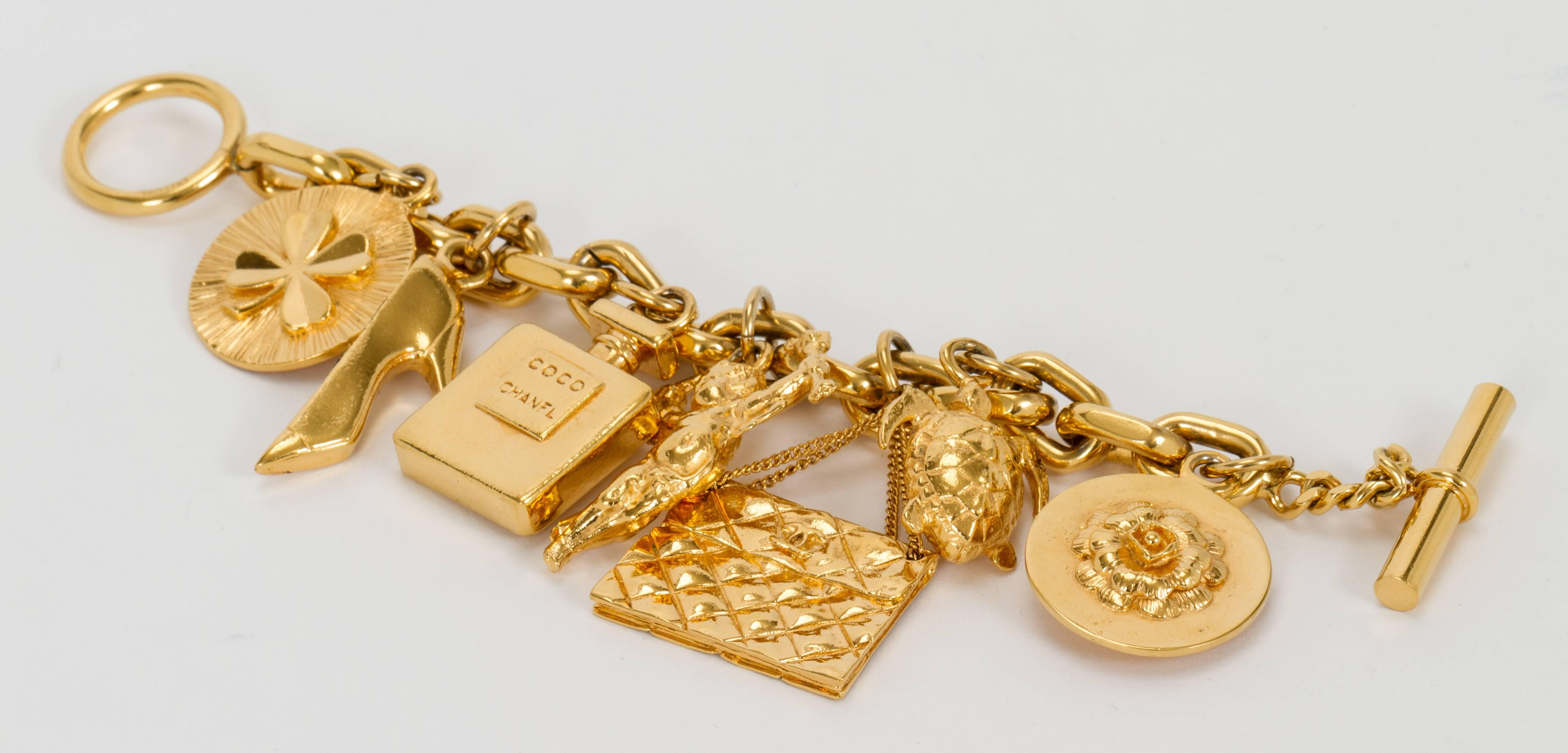 1970's Chanel Iconic Charm Bracelet In Good Condition In West Hollywood, CA