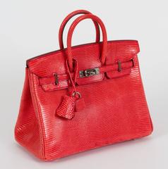 Hermès Rare Birkin 25 Rouge Lizard Never Worn