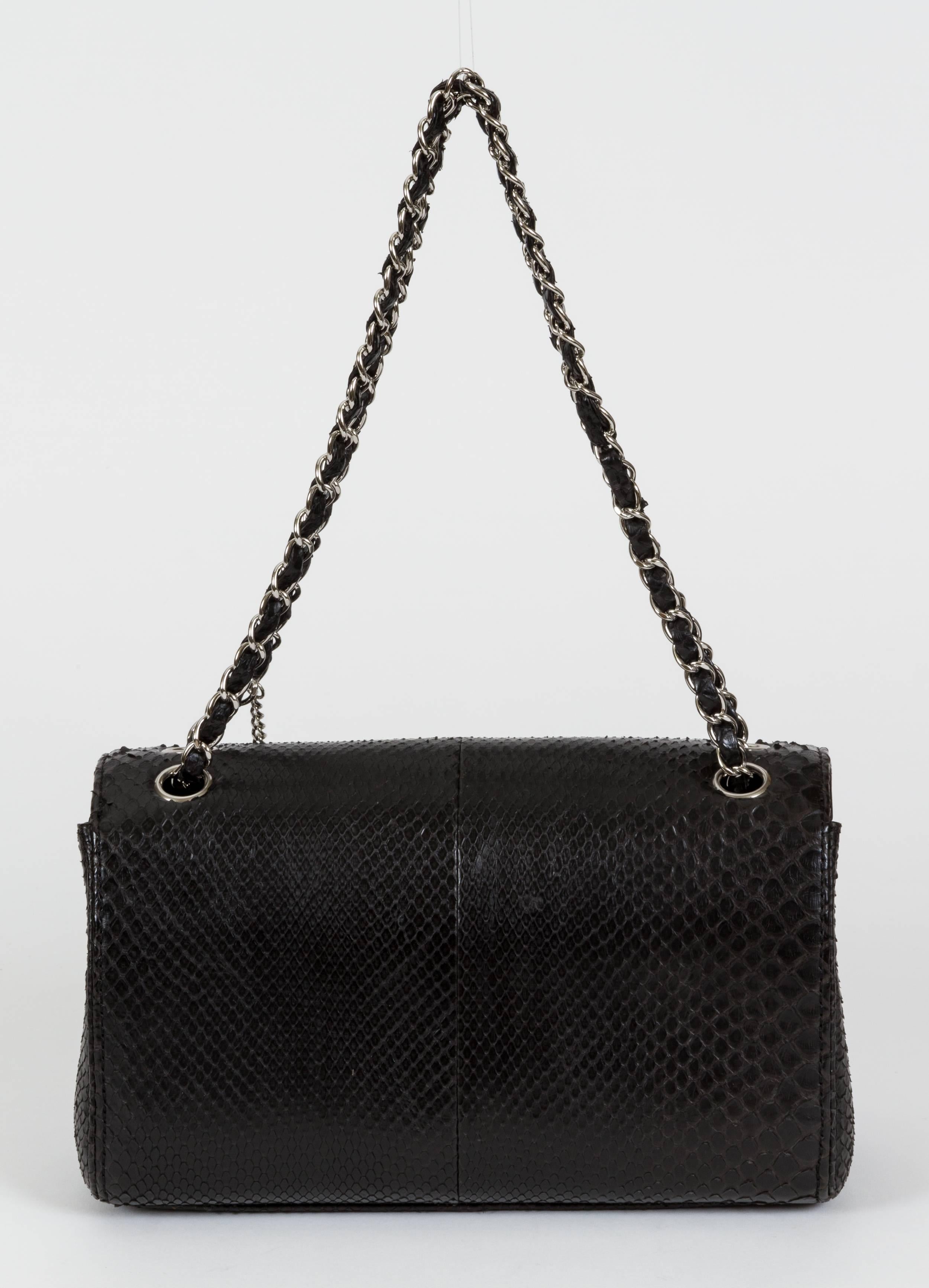 Chanel Black Python Tassel Single Flap Bag In Good Condition In West Hollywood, CA