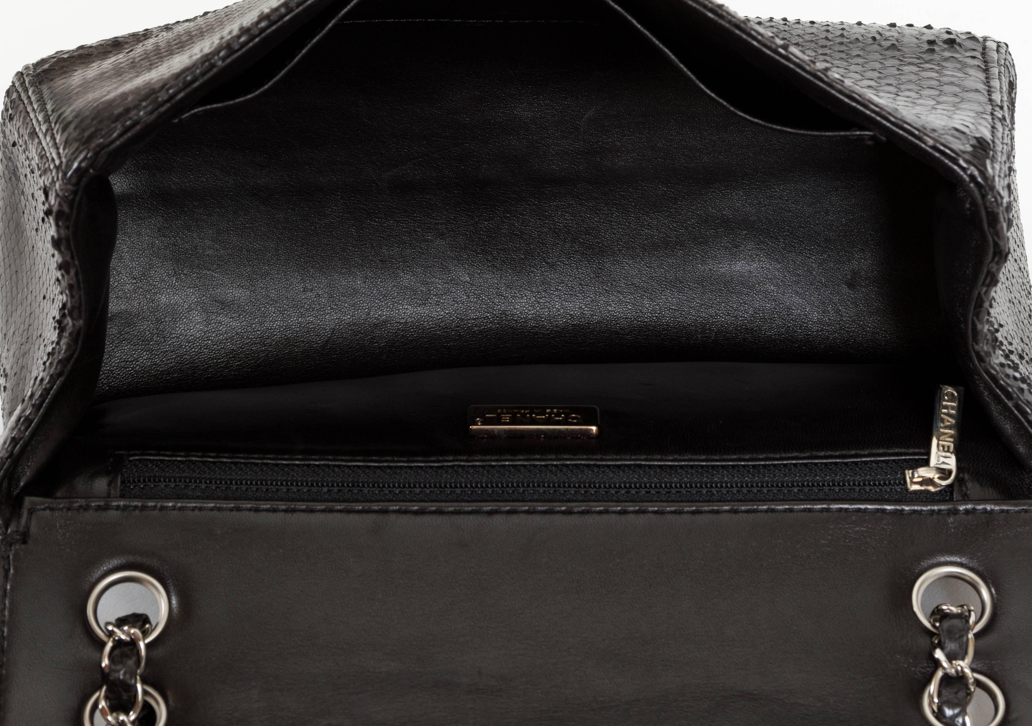 Chanel Black Python Tassel Single Flap Bag 1