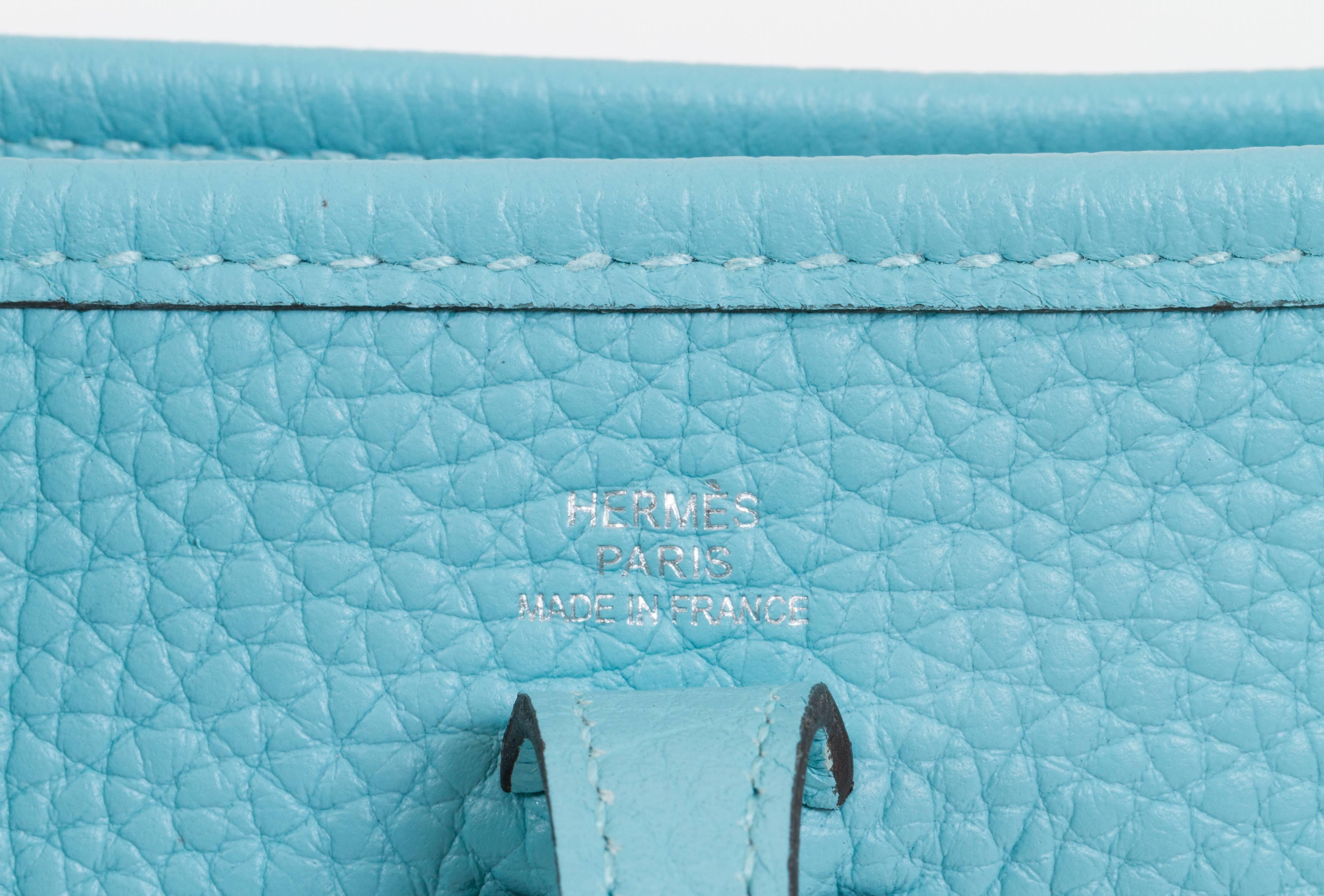 New in Box Hermès Mini Evelyne Blue Atolle Bag 2