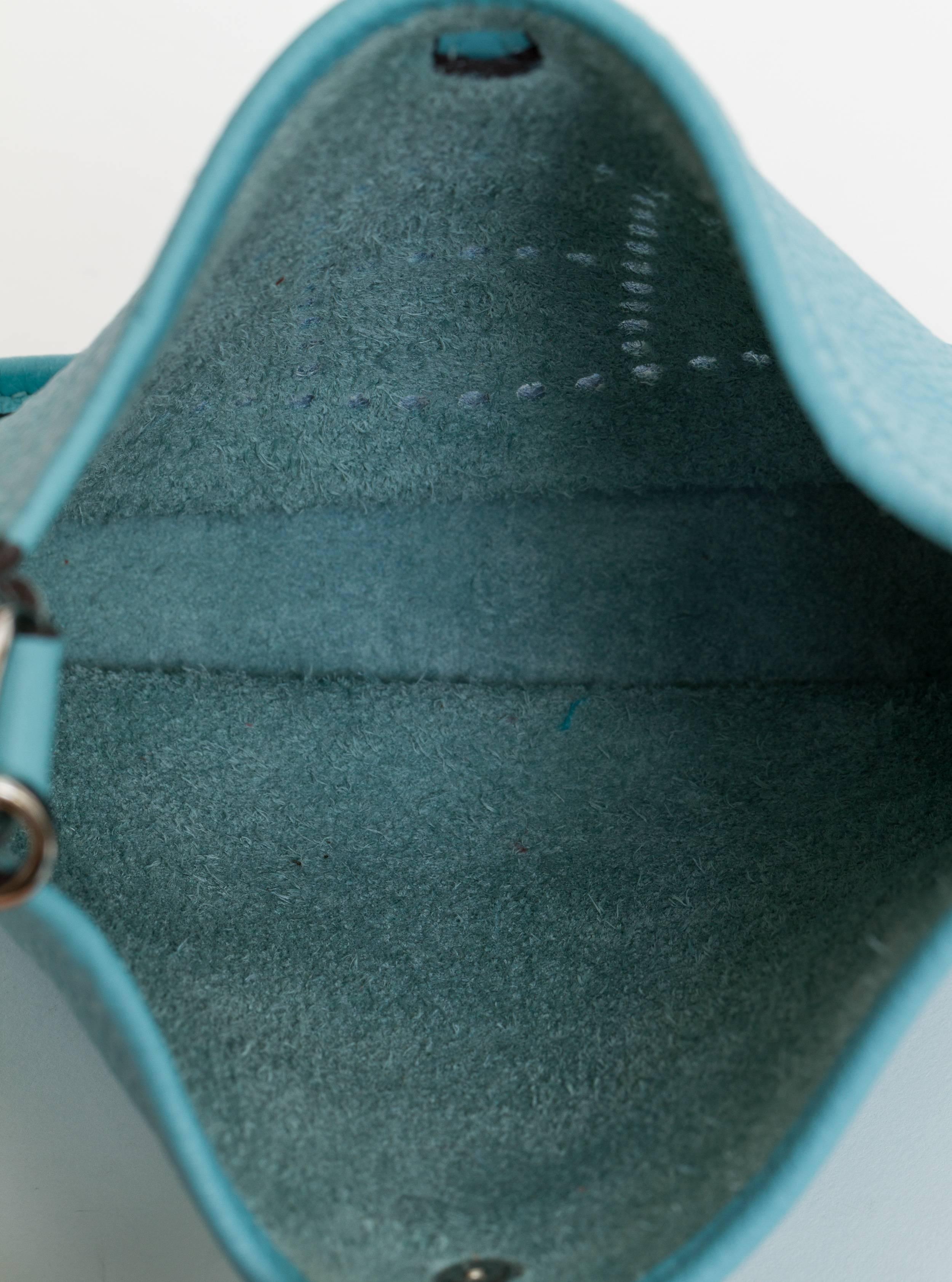 Neu in Box Hermès Mini Evelyne Blau Atolle Tasche 4