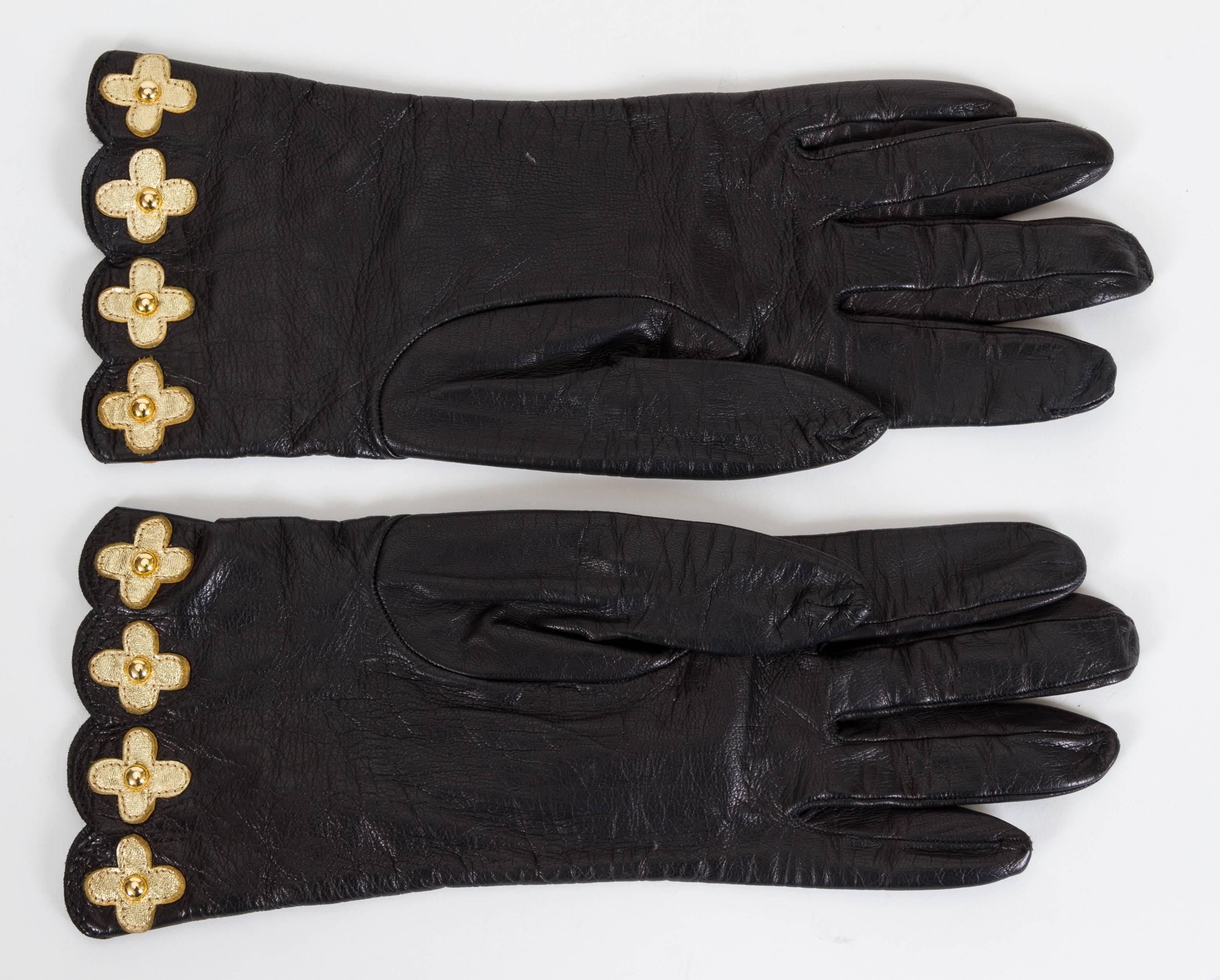 beaded leather gloves