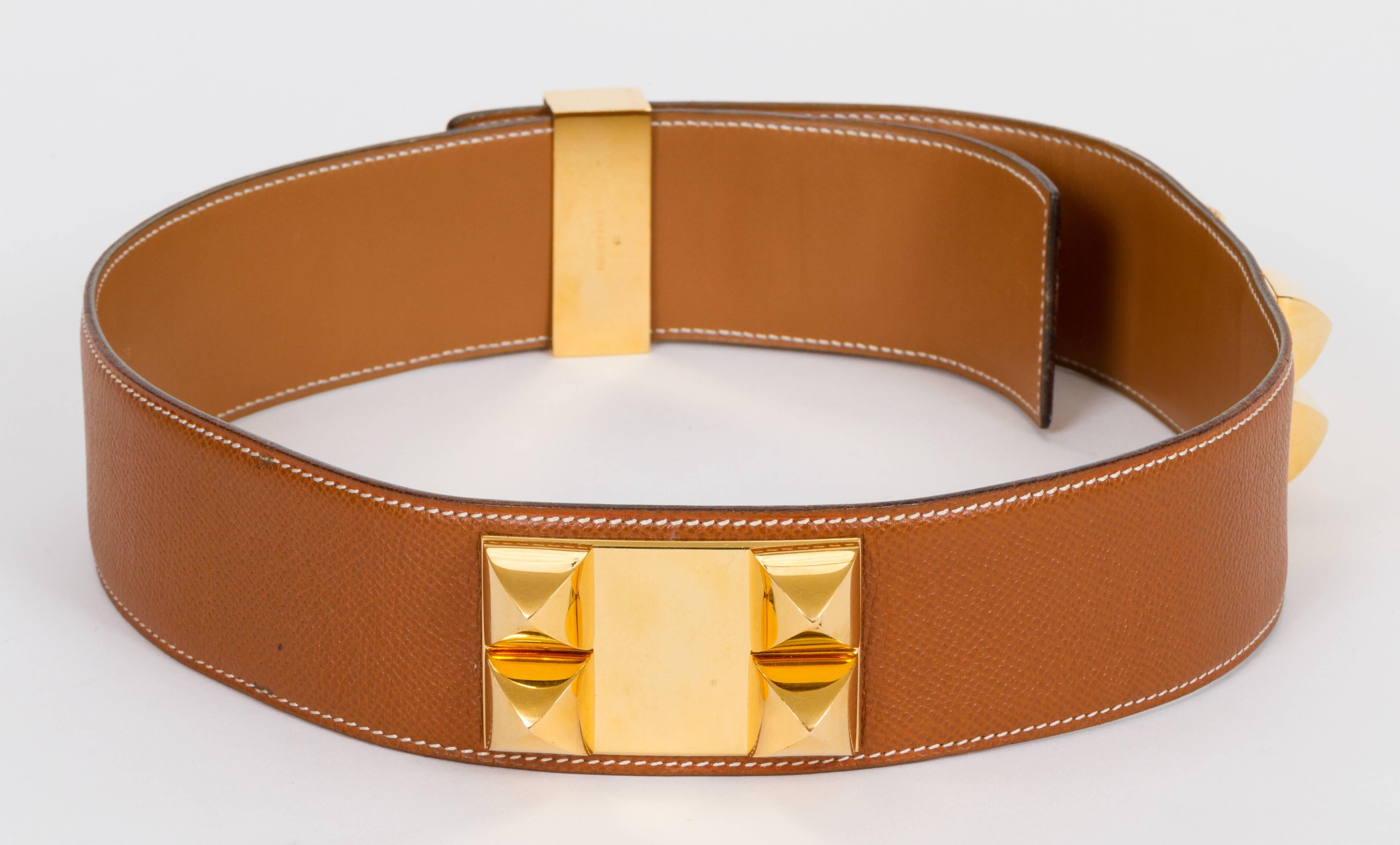 Hermès Collier De Chien 70cm Gold Belt In Good Condition In West Hollywood, CA
