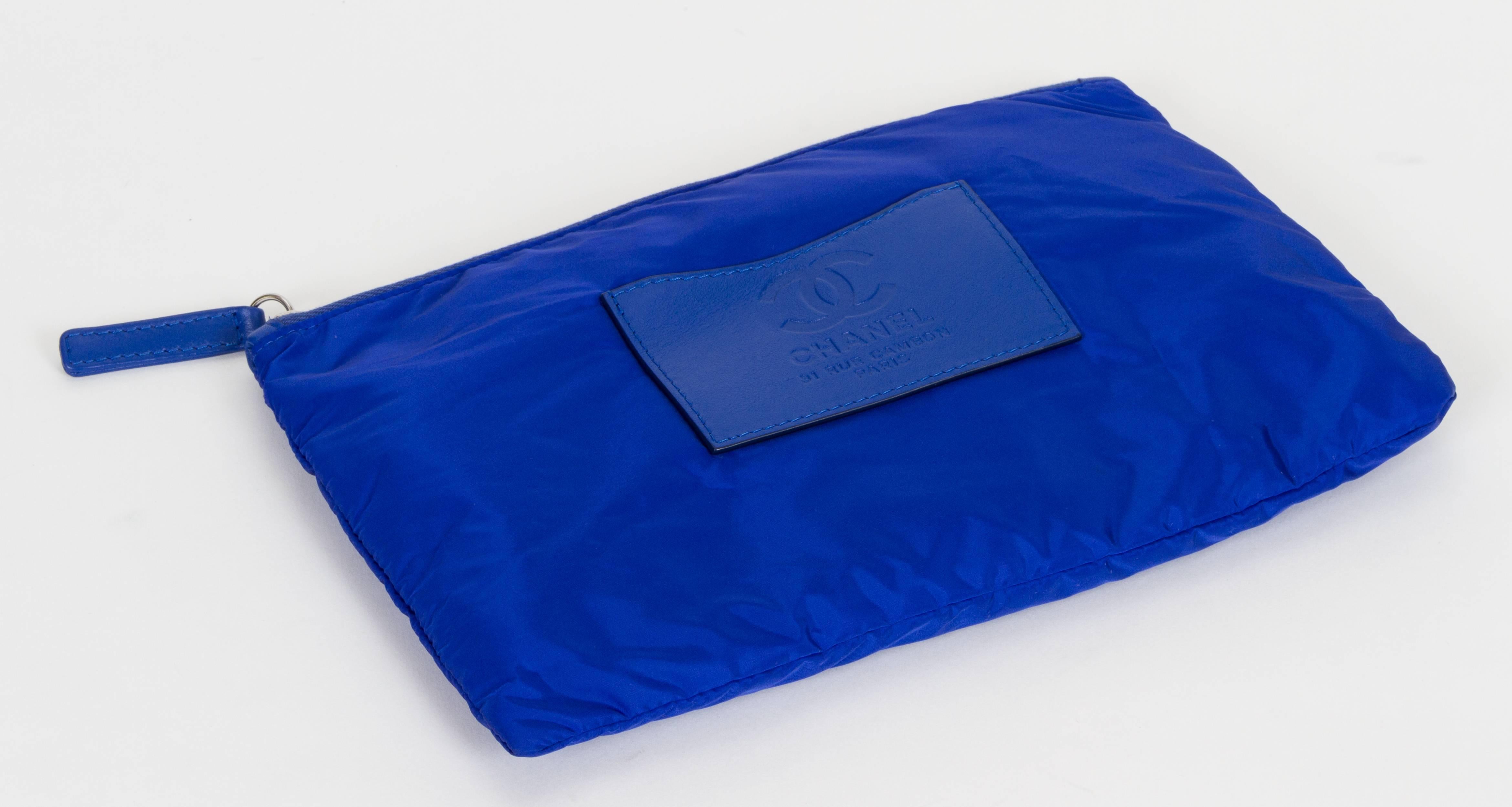 Chanel Electric Blue Nylon Jumbo Flap Bag 1