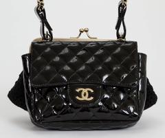 Chanel Black Lace & Patent Double Bag