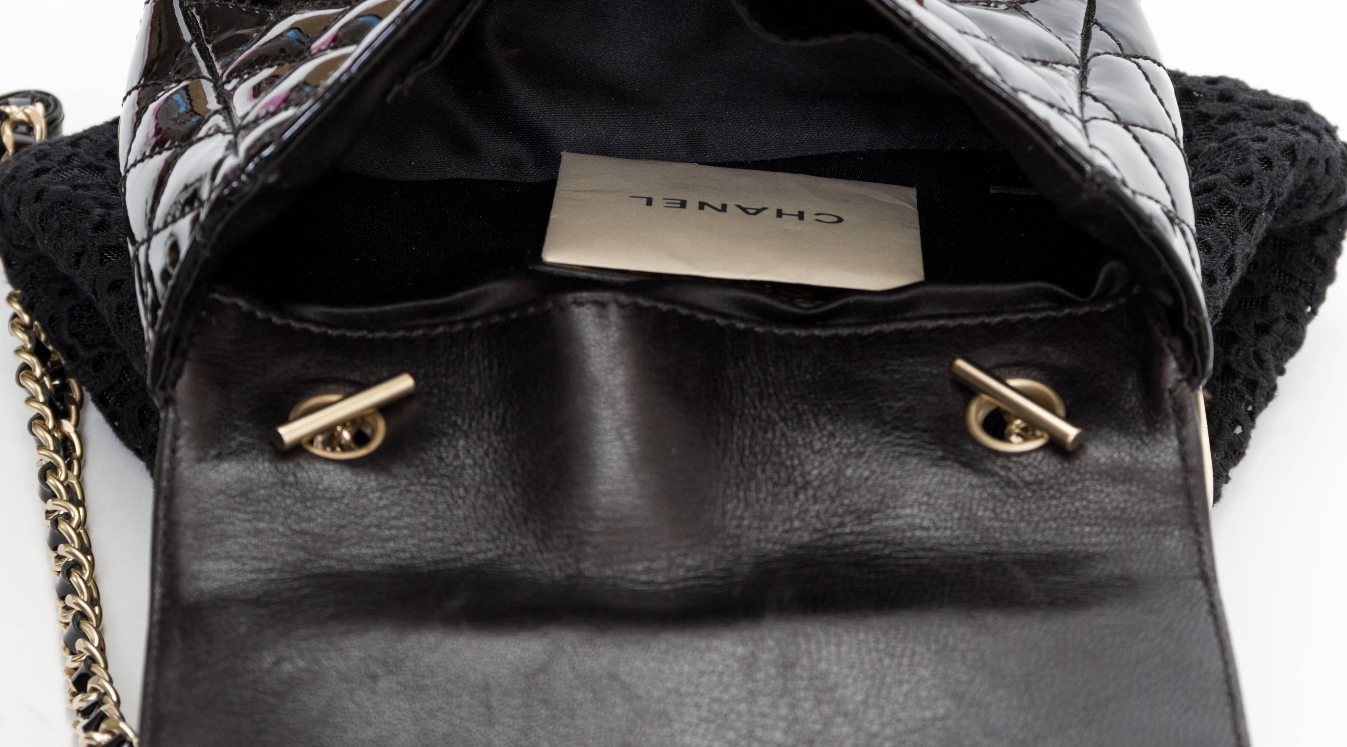 Chanel Black Lace & Patent Double Bag 1