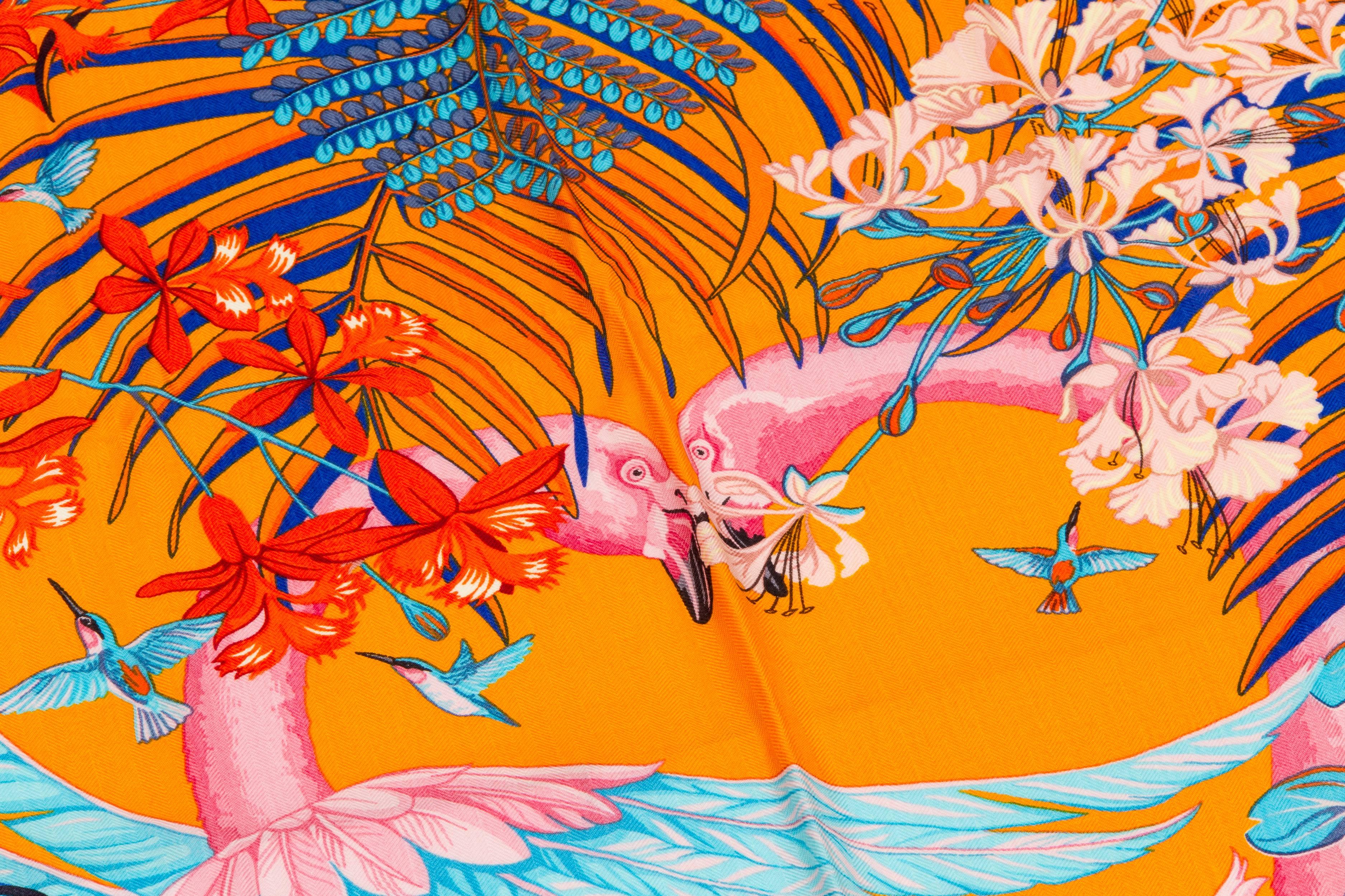 hermes flamingo party scarf