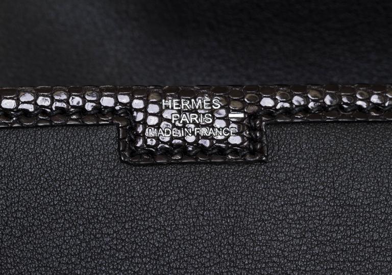Hermès Black Lizard & Swift Jige Clutch Bag