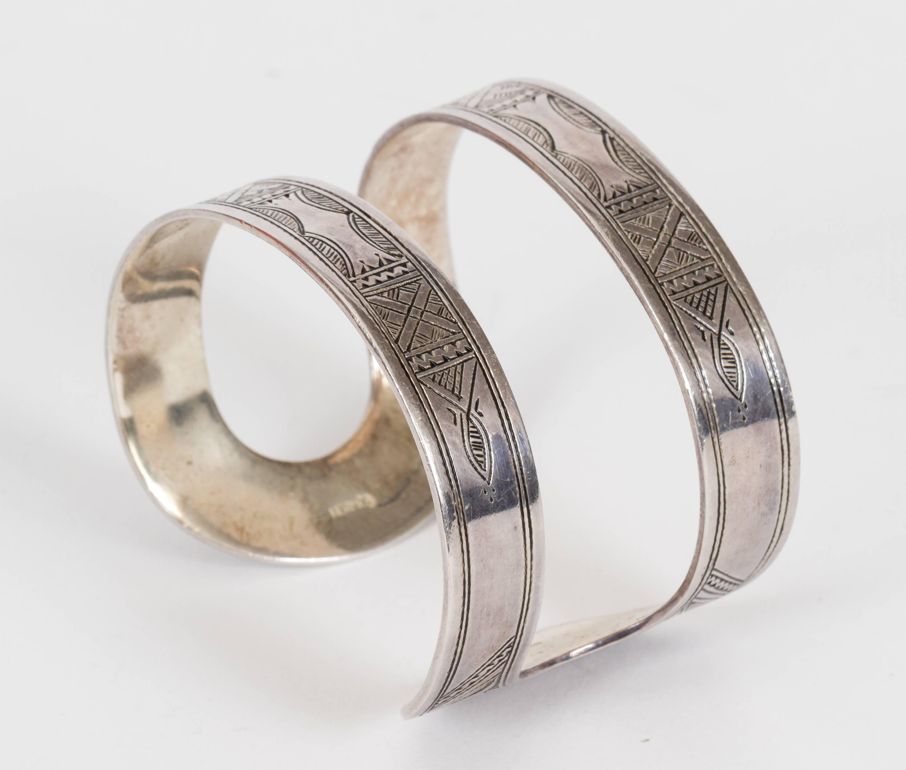Hermès Silver Tuareg Cuff Bracelet In Good Condition In West Hollywood, CA