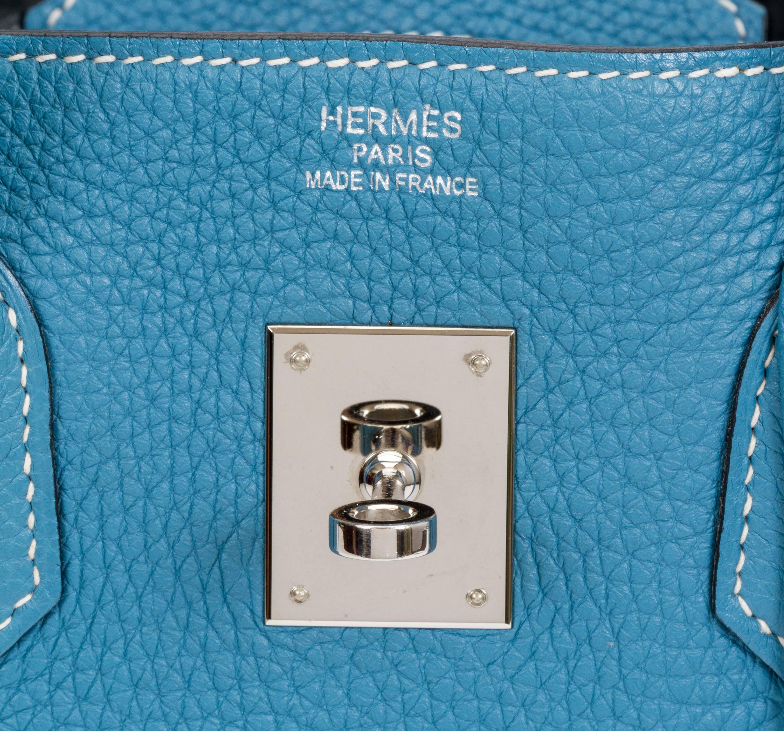  Hermès 35cm Blue Jean Clemence Birkin Bag 3