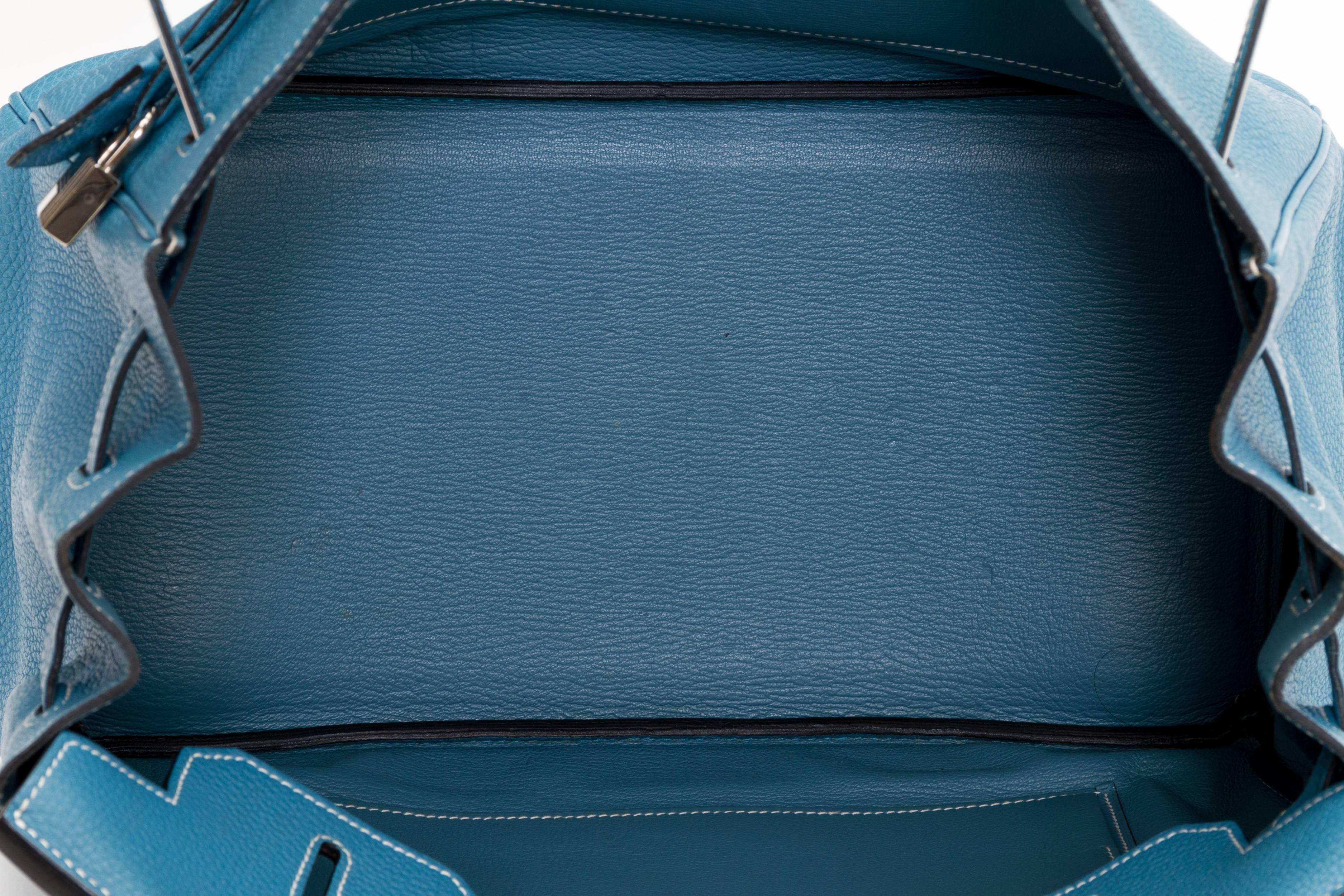  Hermès 35cm Blue Jean Clemence Birkin Bag 4