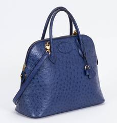 Hermès Sac Bolide 35cm bleu en autruche
