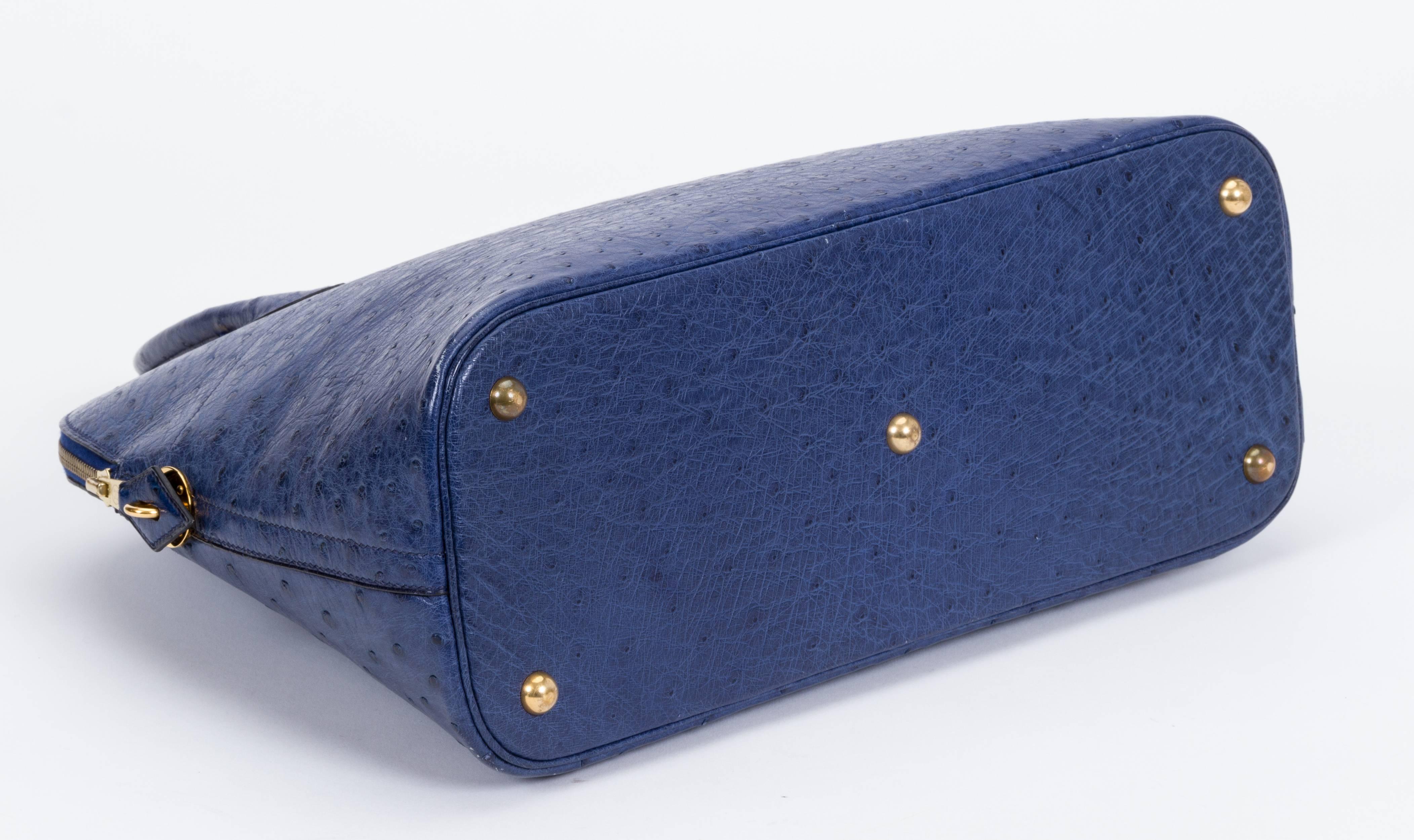 Hermès Blue 35cm Ostrich Bolide Bag at 1stDibs