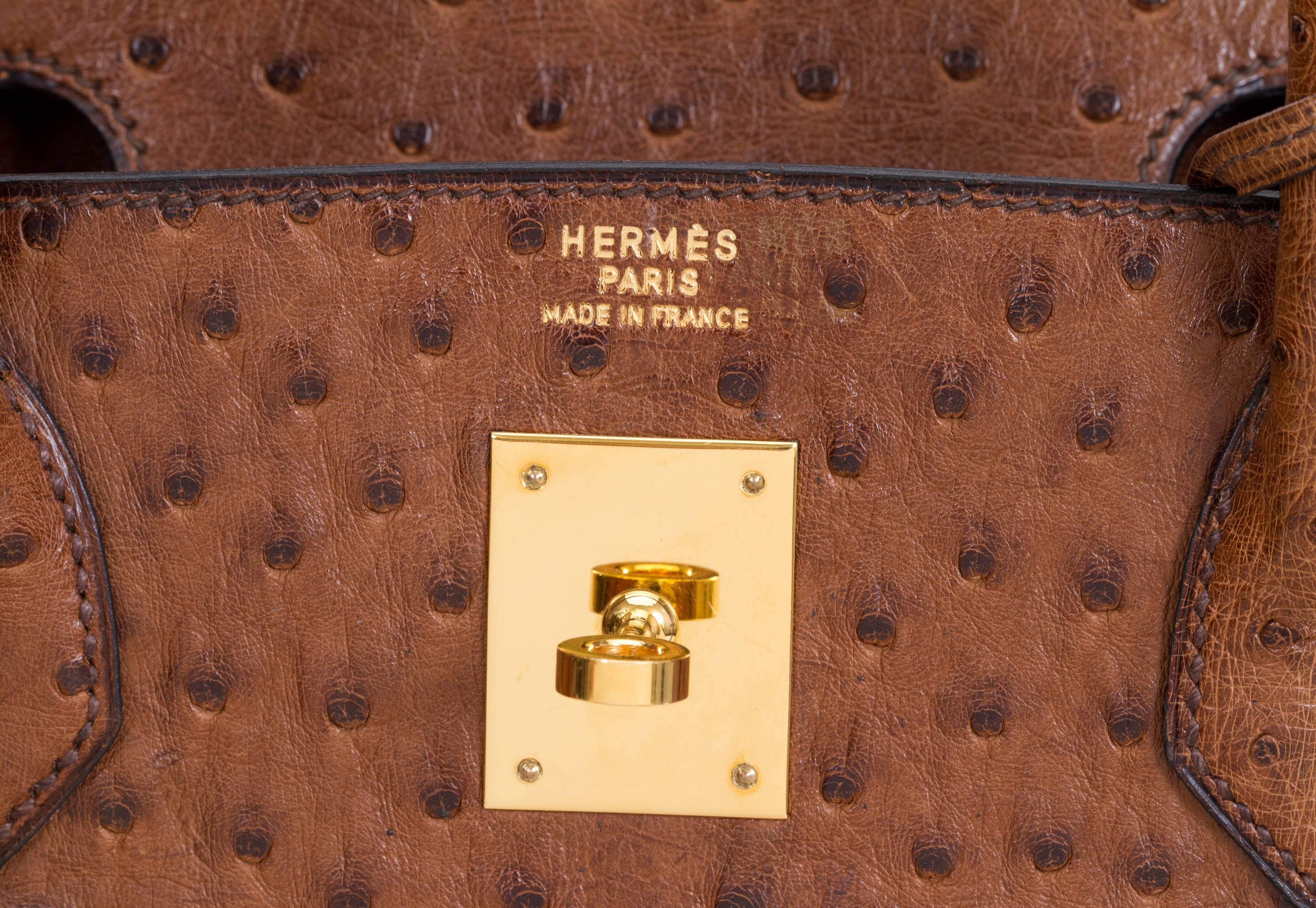 Hermès Birkin 40cm Noisette Ostrich Bag In Good Condition In West Hollywood, CA