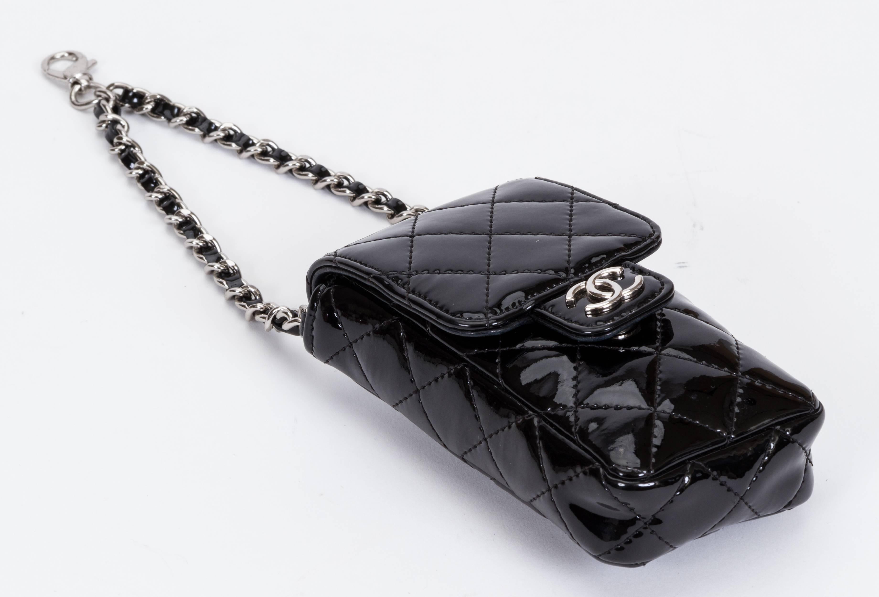 Women's Chanel Black Patent Charm Purse