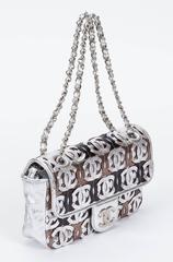 Chanel Silver Metallic Logo Evening Bag