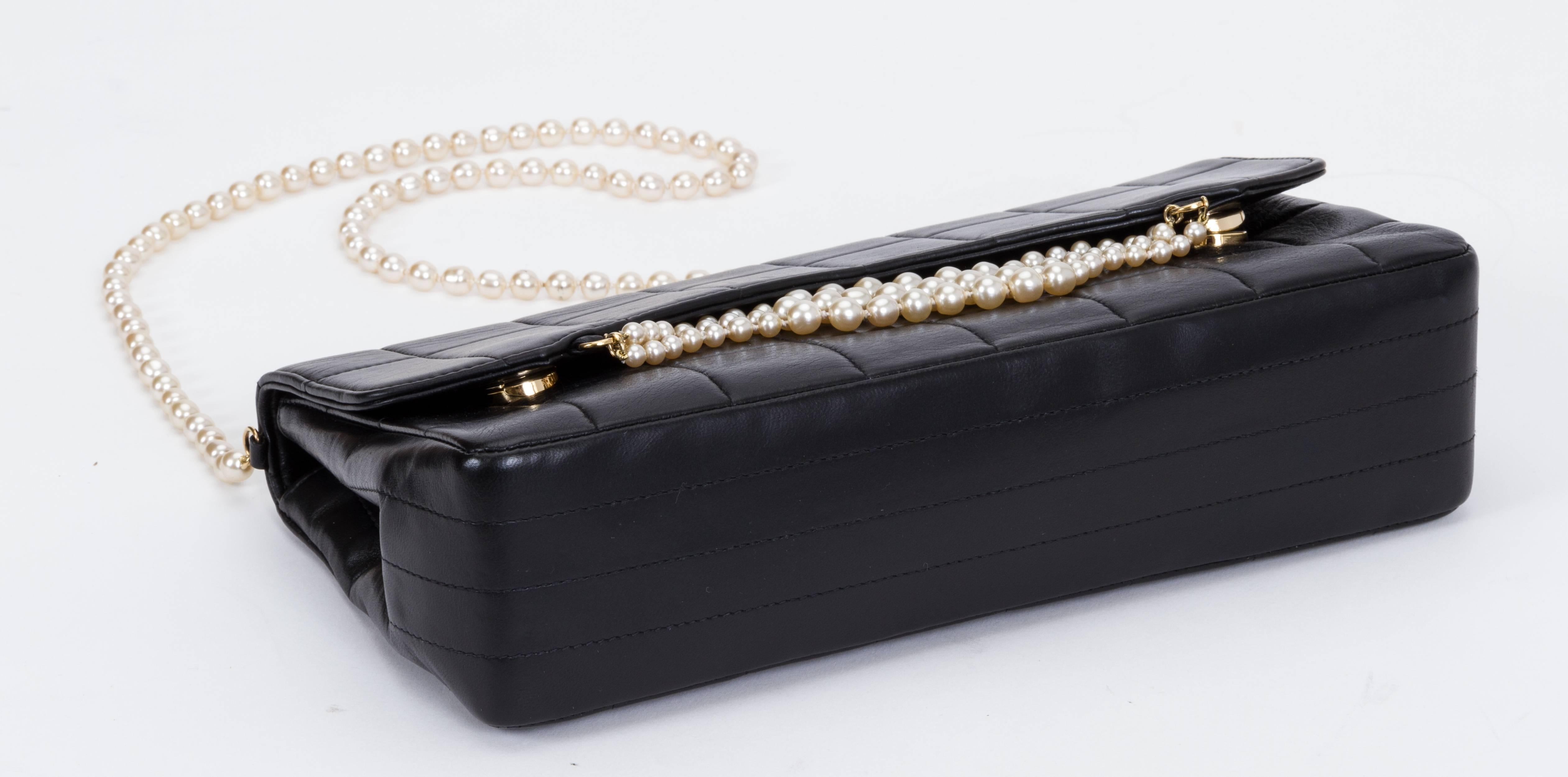 Women's Chanel Black Evening Bag With Pearls