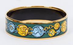 Hermès Green Coins Enamel Bracelet MM
