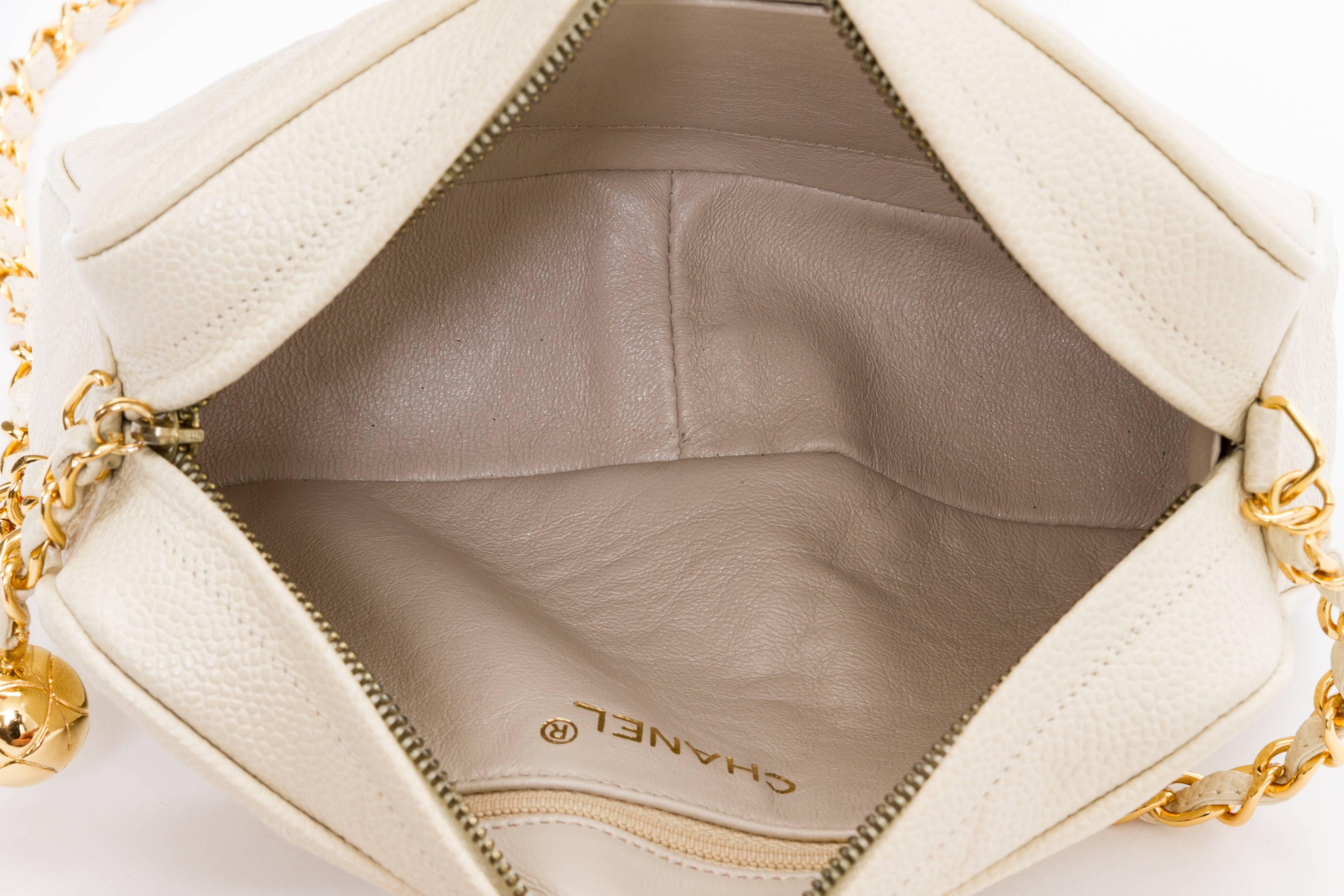 1990s Chanel Beige Caviar Cross Body Bag 1