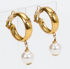 1980s Chanel Pearl Hoop Earrings