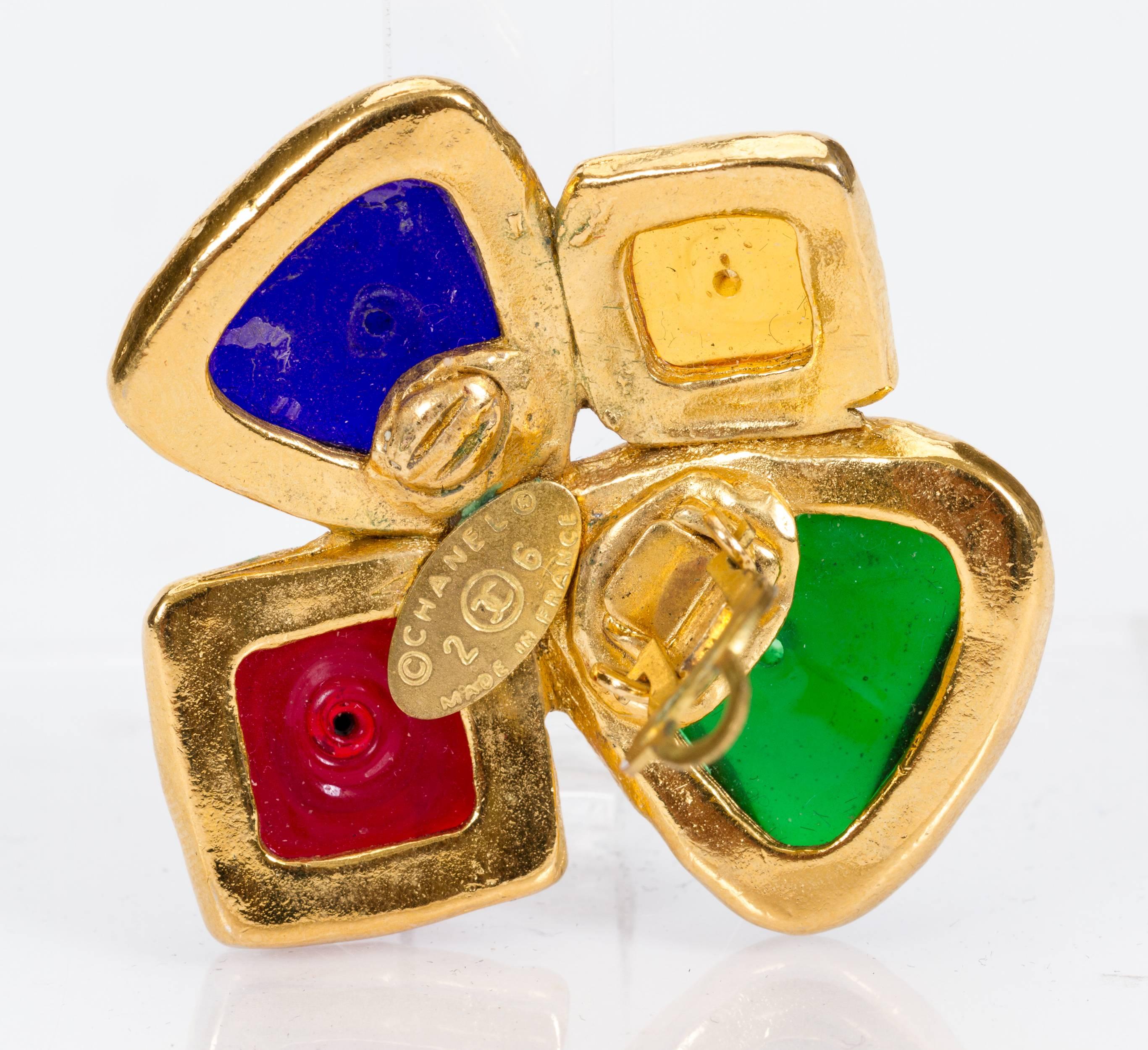 1980s Chanel Multicolor Gripoix Earrings In Excellent Condition In West Hollywood, CA
