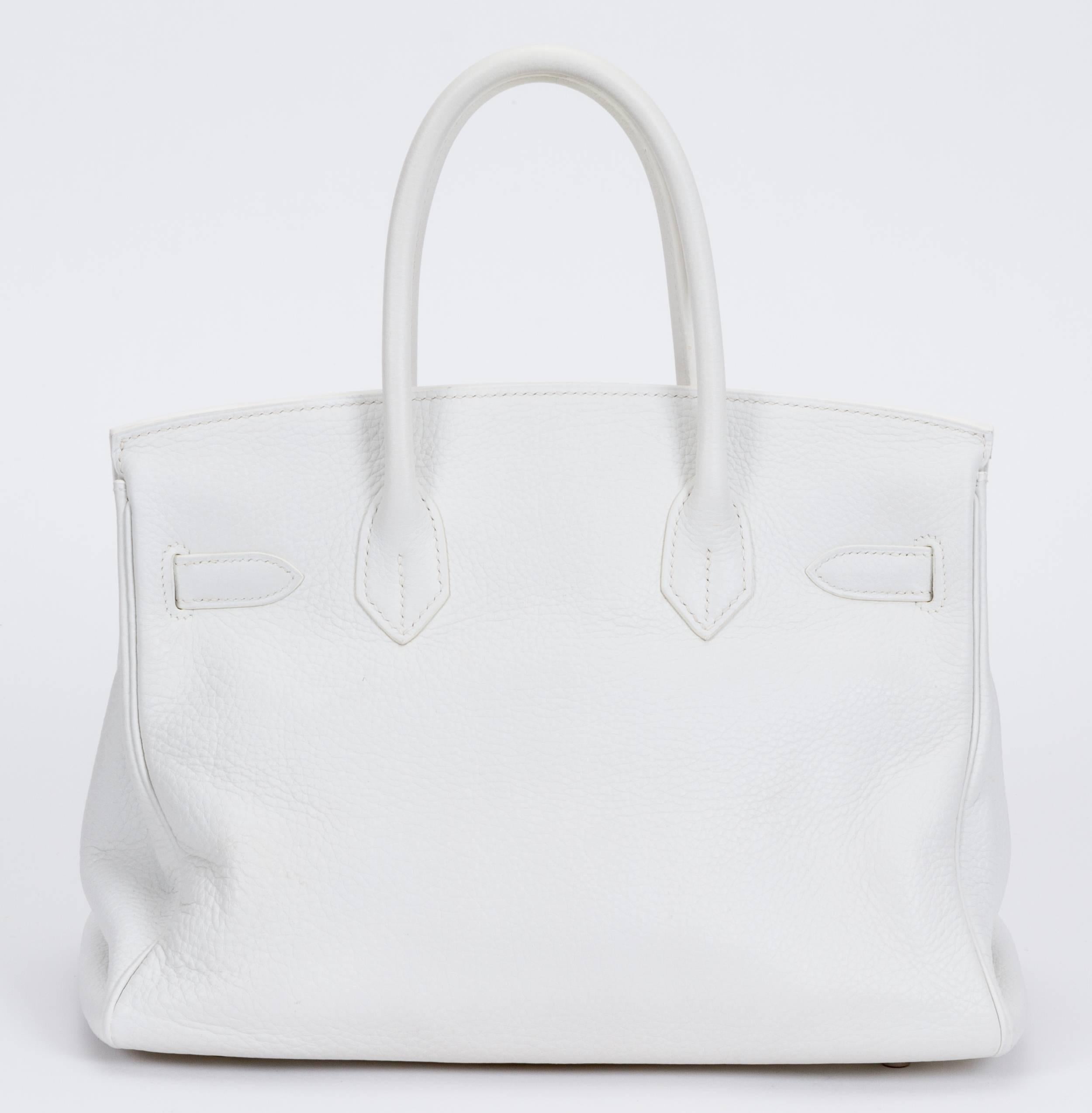 Gray Hermès 30cm White Togo Birkin Bag